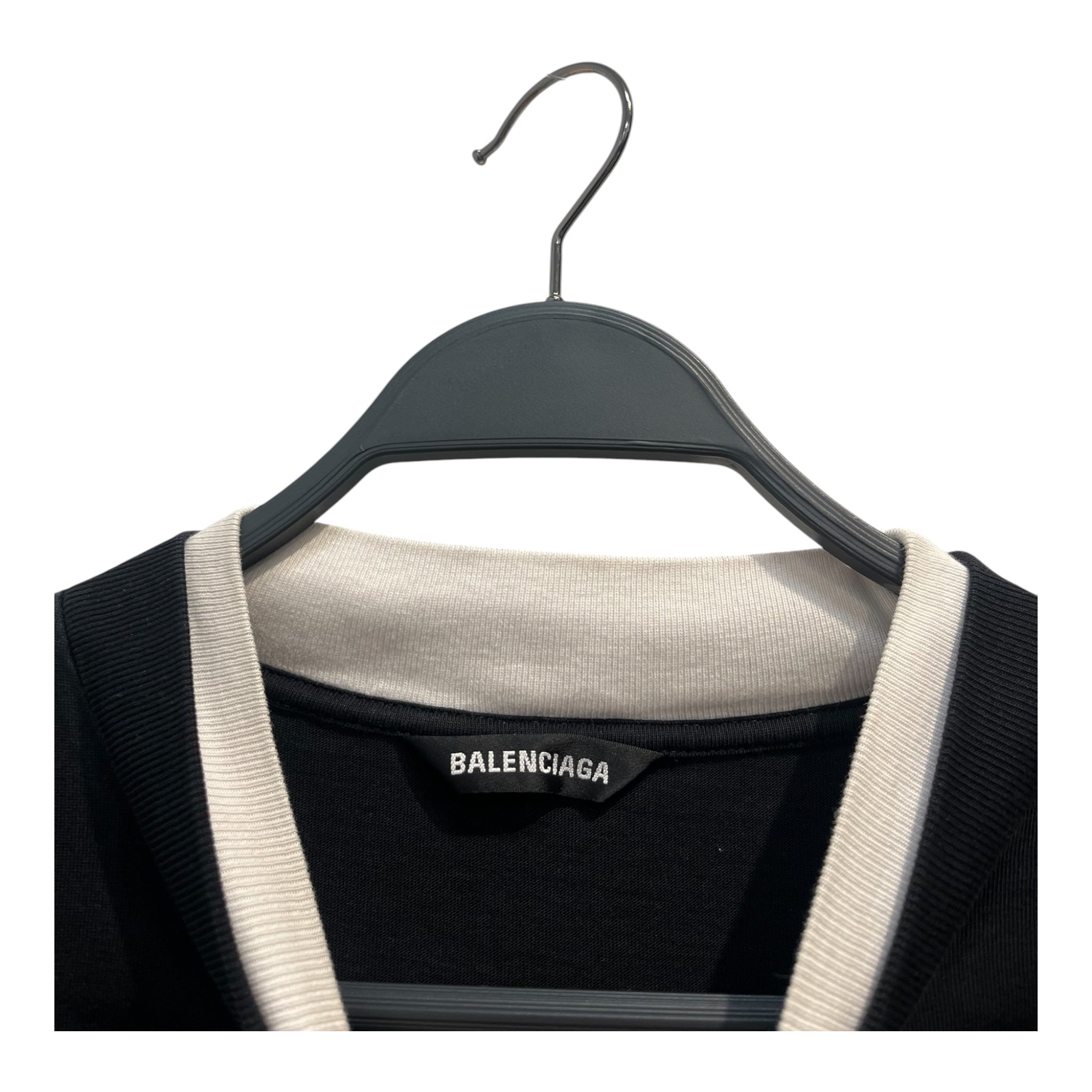 BALENCIAGA/T-Shirt/L/Cotton/BLK/WHITE COLLOR ADD ON view 3