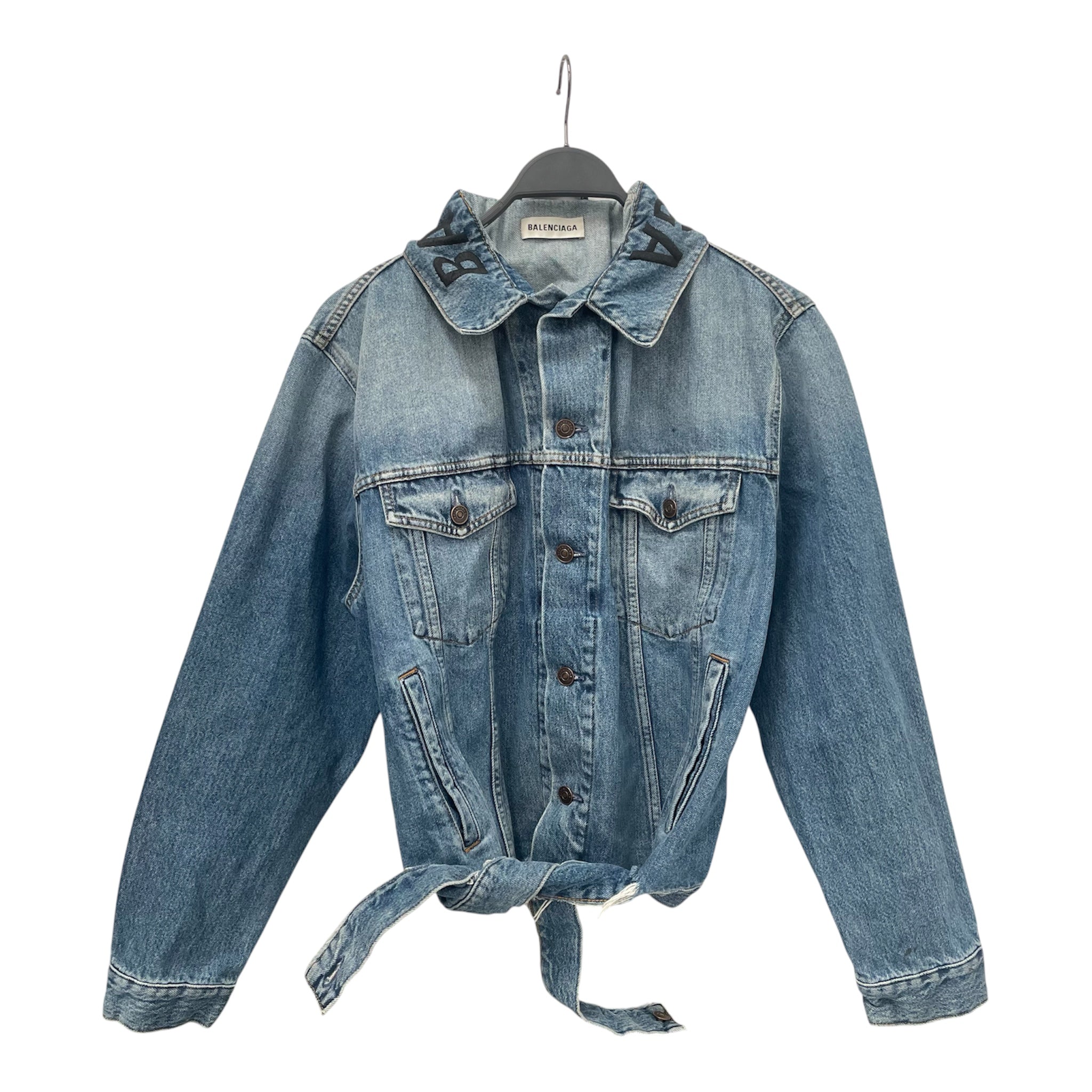 BALENCIAGA/Denim Jkt/34/Denim/BLU/BLACKSTITCHNECK view 1