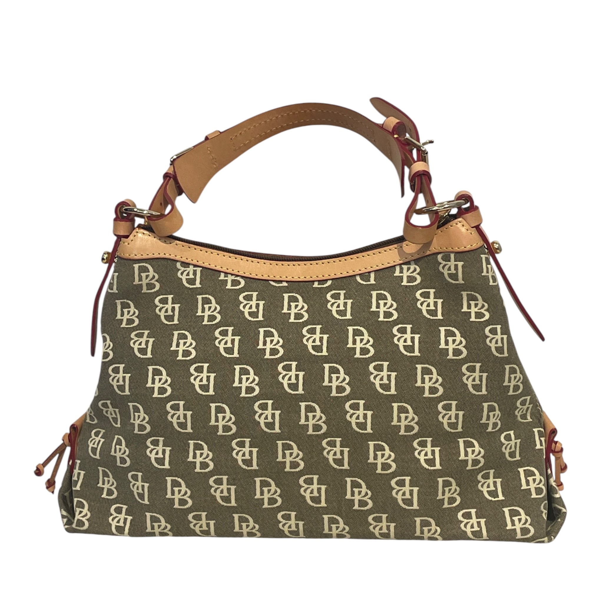 Dooney & Bourke/Hand Bag/Monogram/Cotton/KHK/LIGHT LEATHER TRIM, PATCH view 2