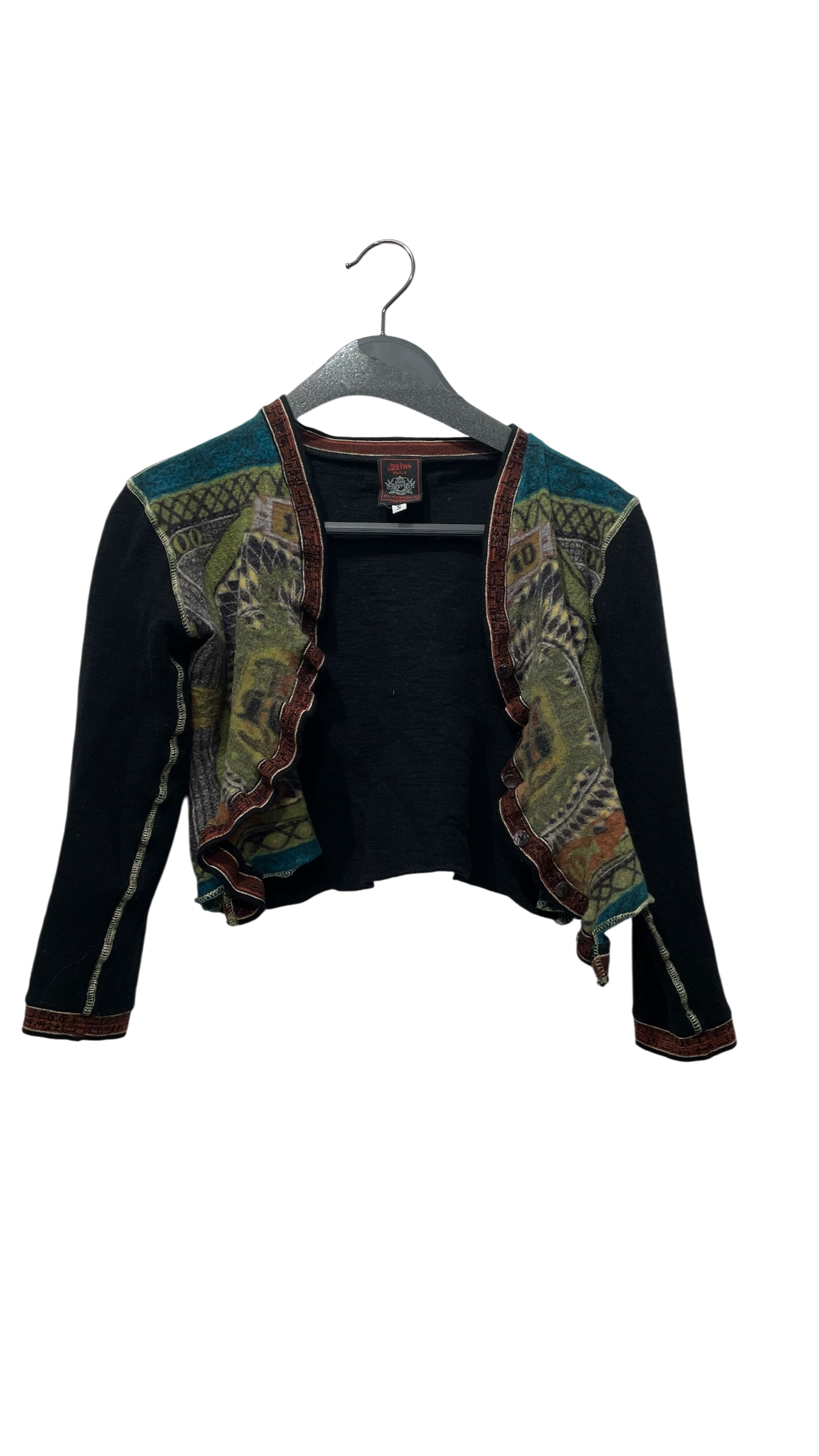 Jean Paul Gaultier/Cardigan/S/All Over Print/Acrylic/BLK/FUZZI TAG view 1