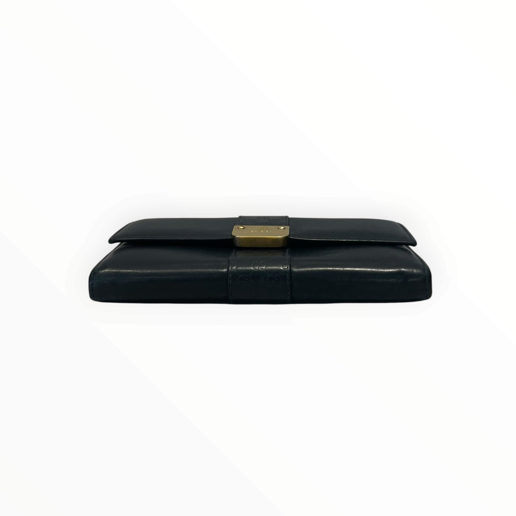 GUCCI/Long Wallet/Leather/BLK/L's/Guccissima- Gold Hardware view 4