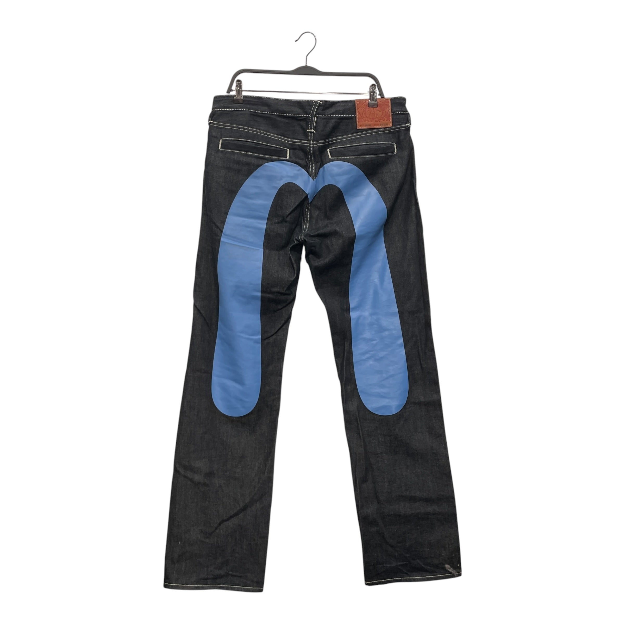 EVISU/Straight Pants/34/Denim/IDG/Button Fly/SELVEDGE BLU BACK LOGO DWN LEG view 2