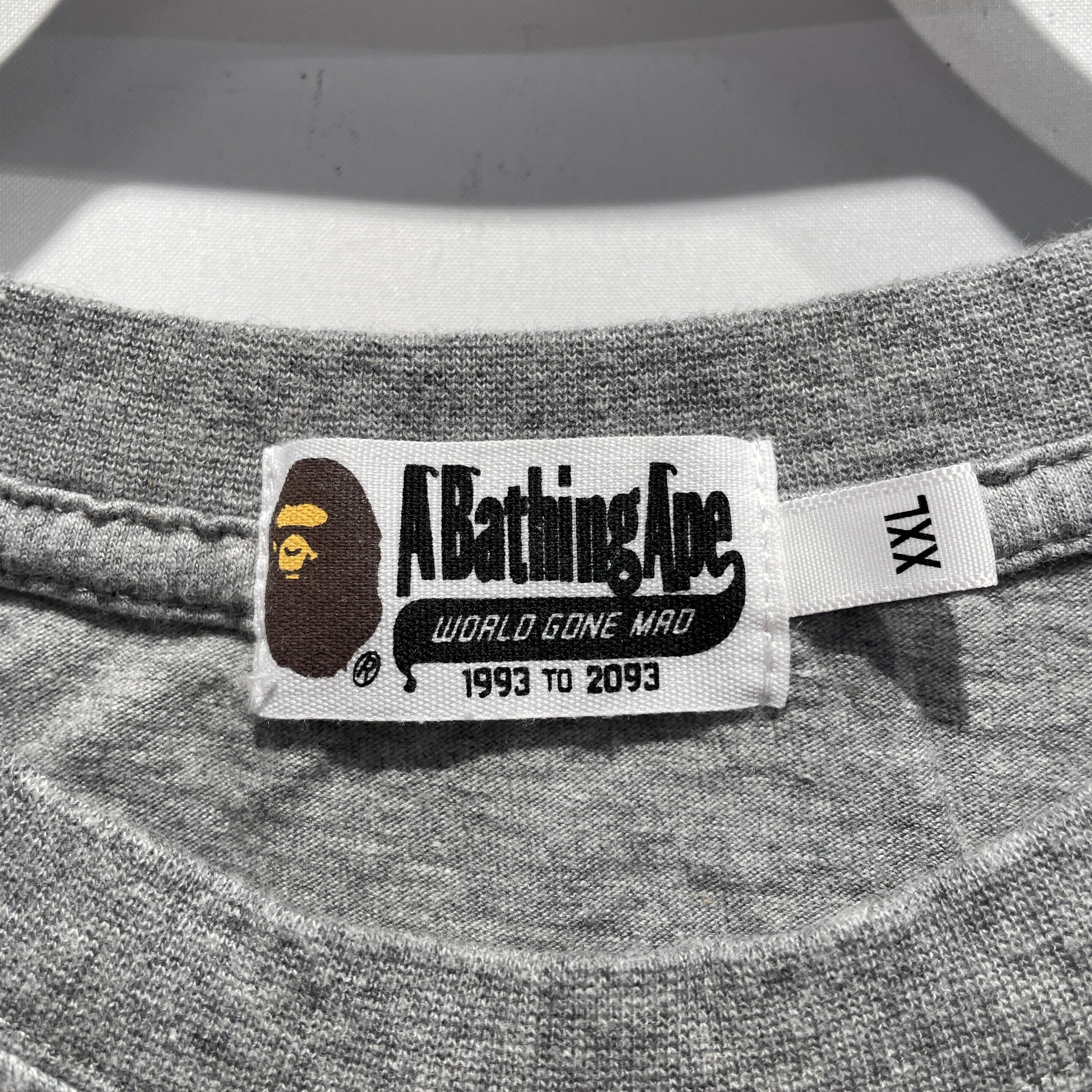 A BATHING APE/T-Shirt/XXL/Cotton/GRY/Grey Shirt w/ Black Ape Logo view 6