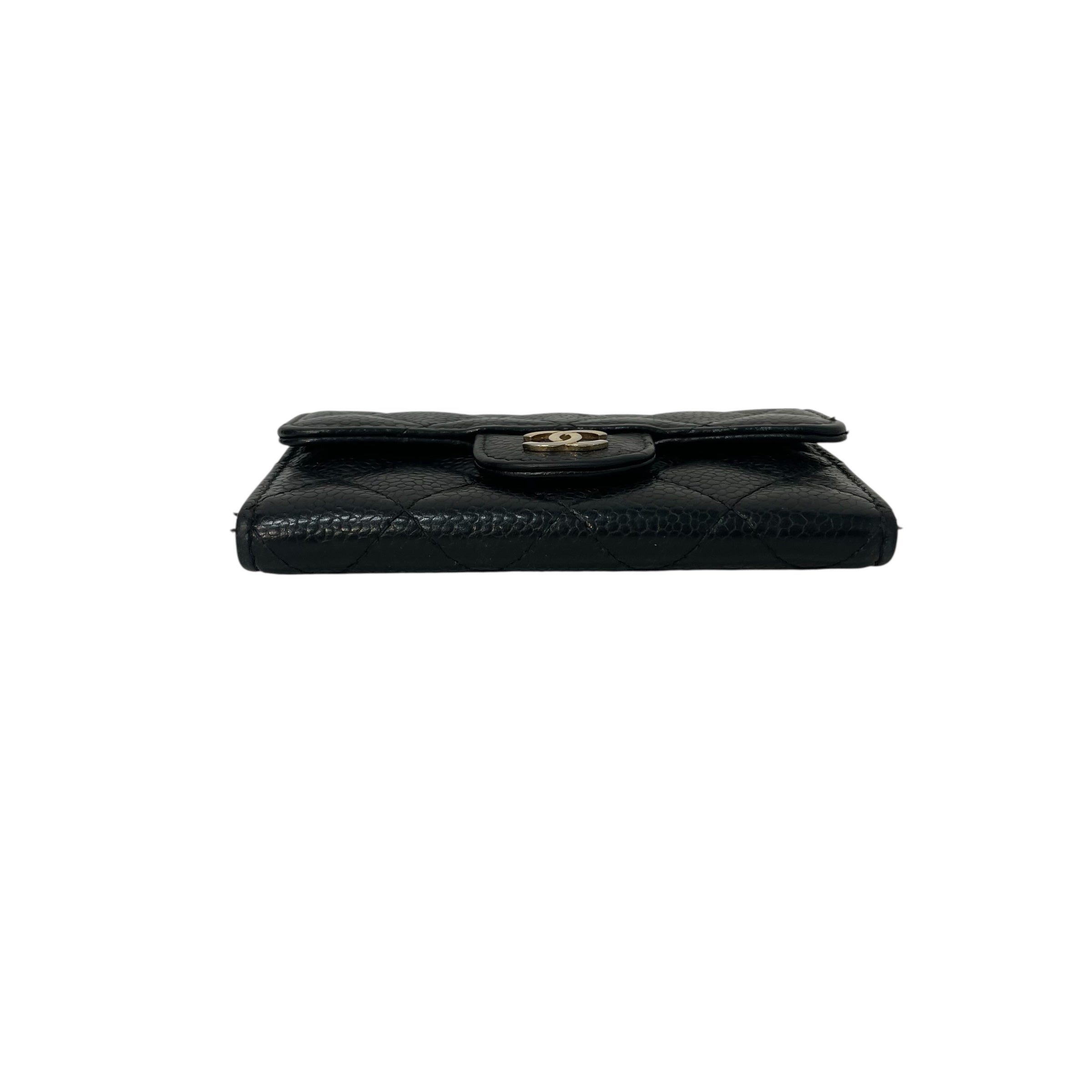 CHANEL/Bifold Wallet/Leather/BLK/CC INTERLOCK LOGO COMPACT WALL view 3