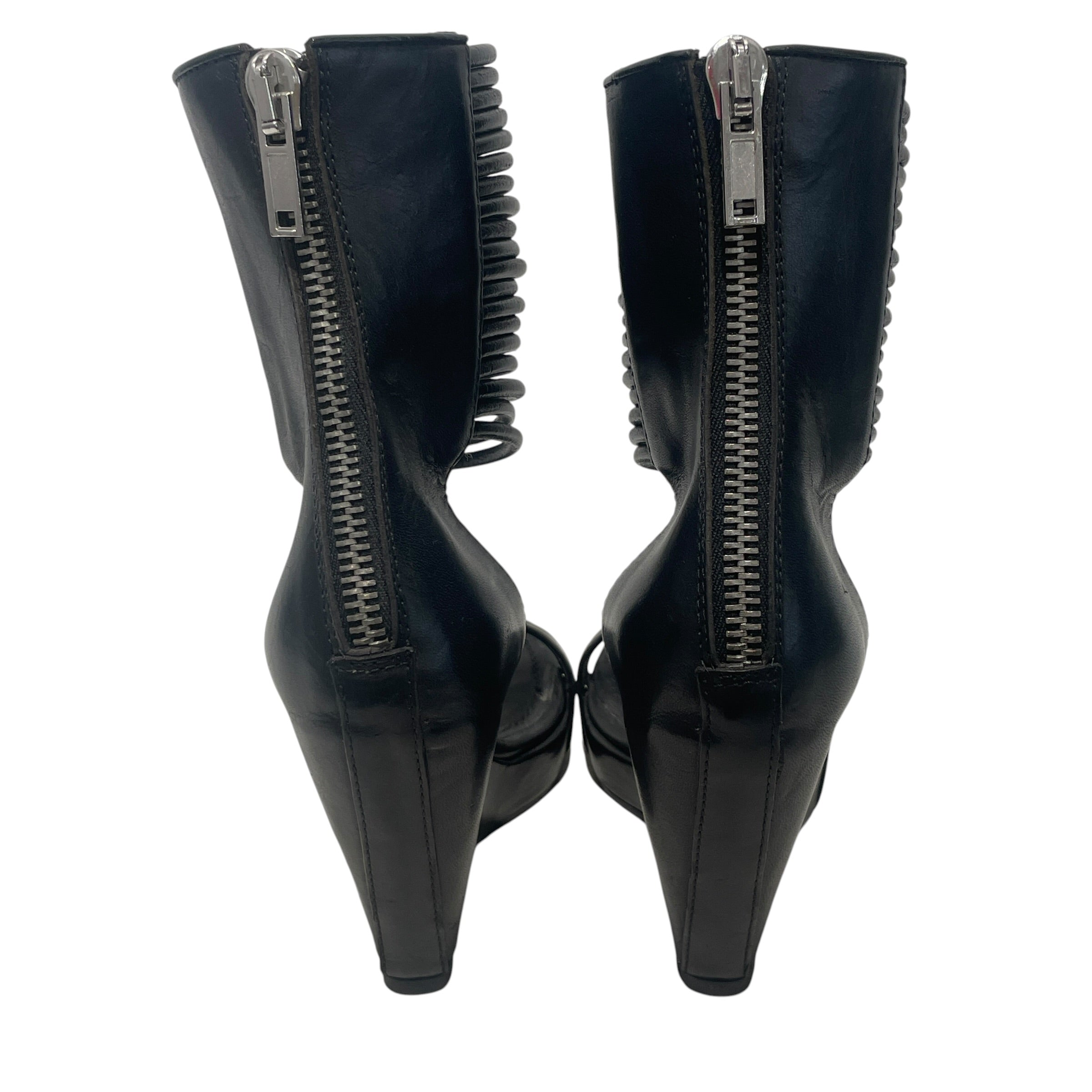 Rick Owens/Heels/EU 35/Leather/BLK/RIBBED WEDGE view 3