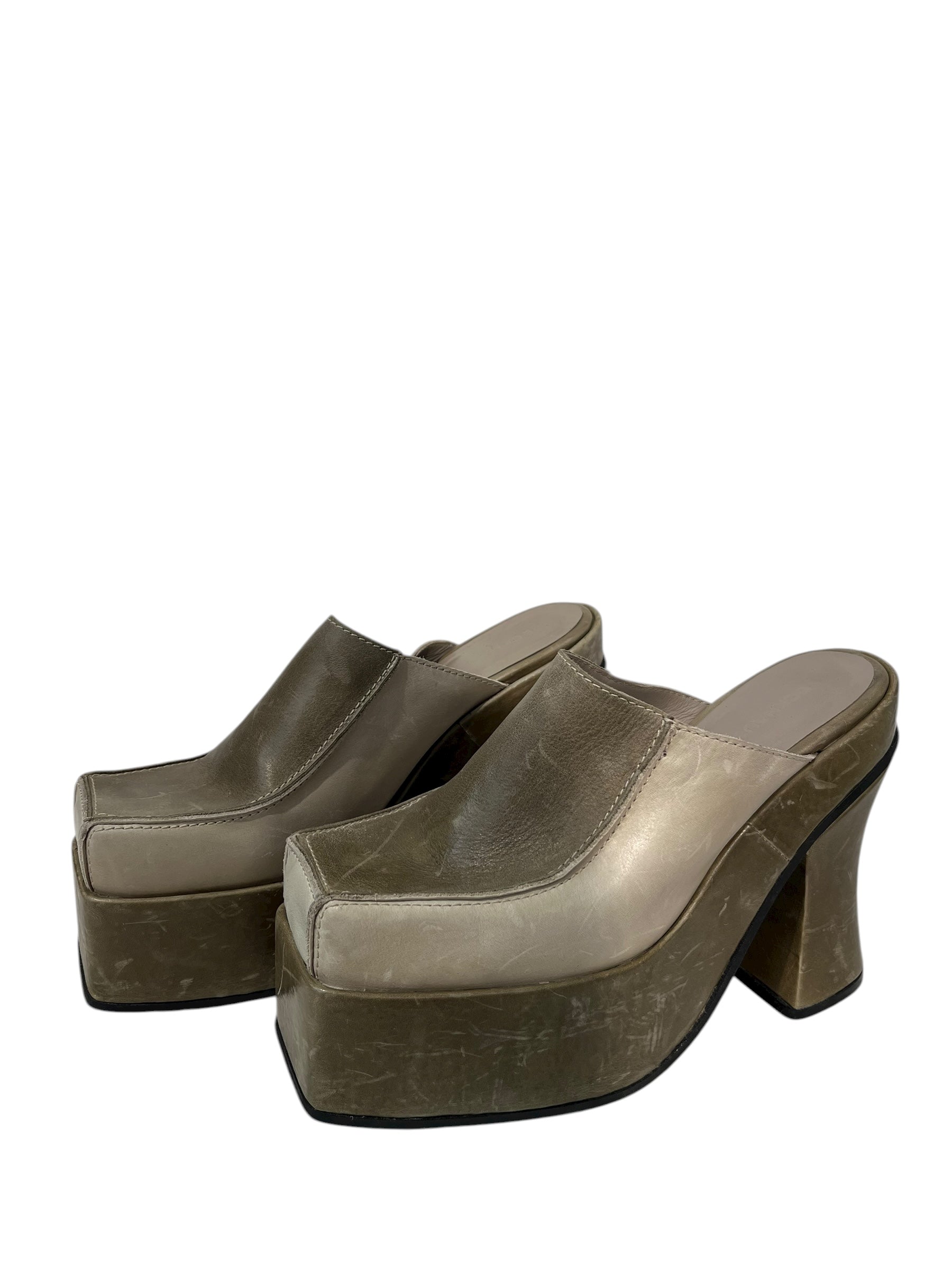 ECKHAUS LATTA/Heels/EU 41/Leather/GRN/SQUARE TOE 2 TONE view 1