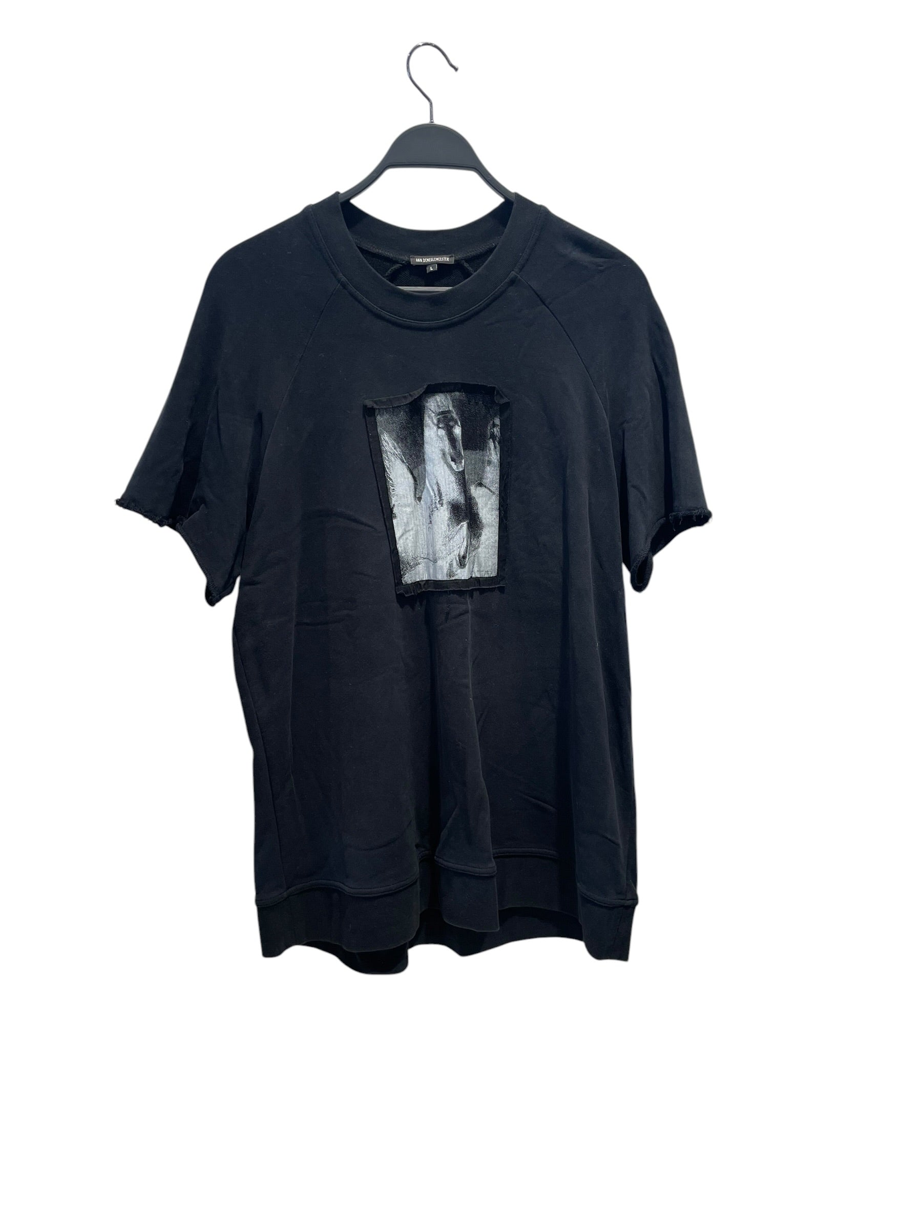 ANN DEMEULEMEESTER/Cut & Sew/L/Cotton/BLK/inverted horse view 1