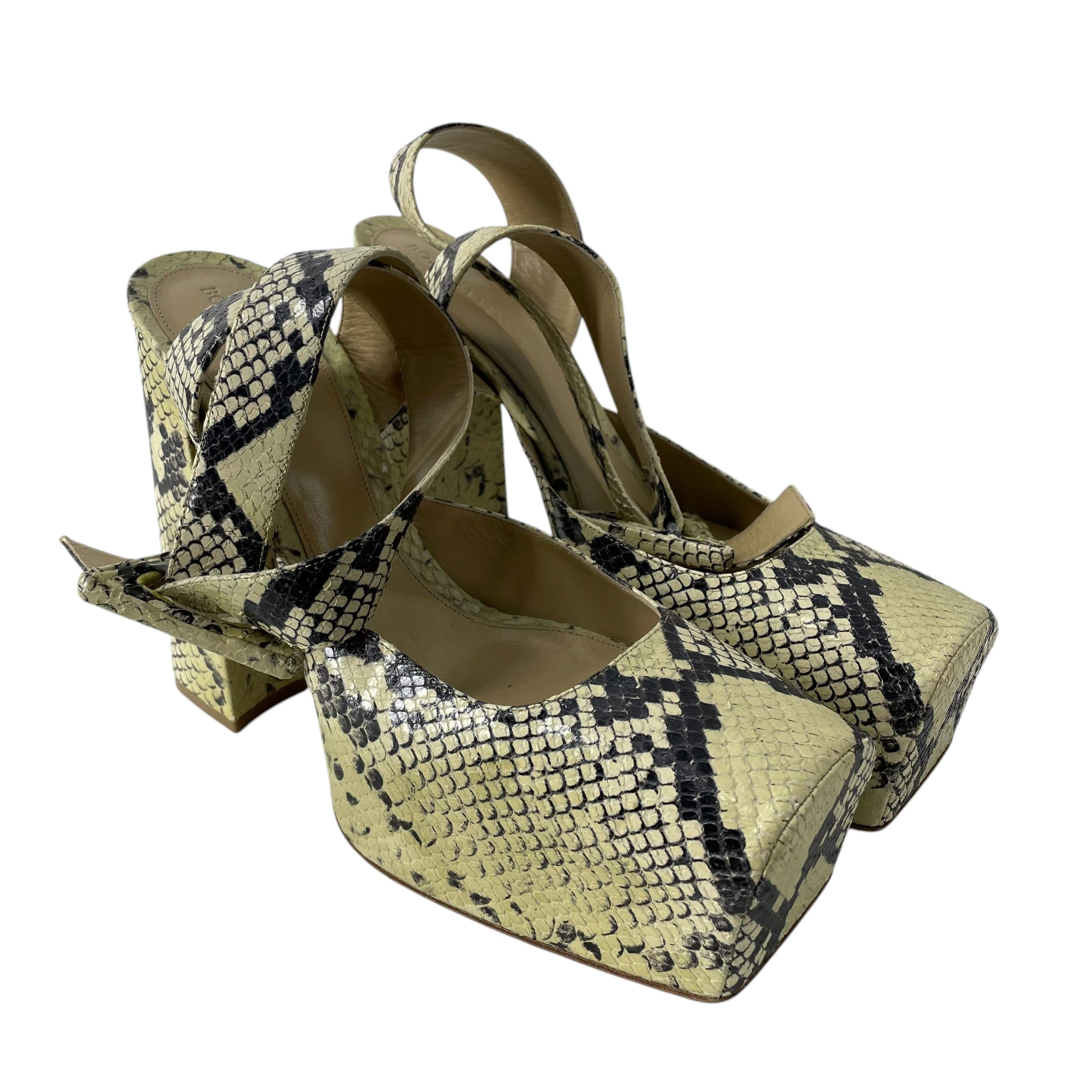 BOTTEGA VENETA/Heels/EU 41/Animal Pattern/Leather/IVR/FLAT TOE ANKLE WRAP HEEL view 1