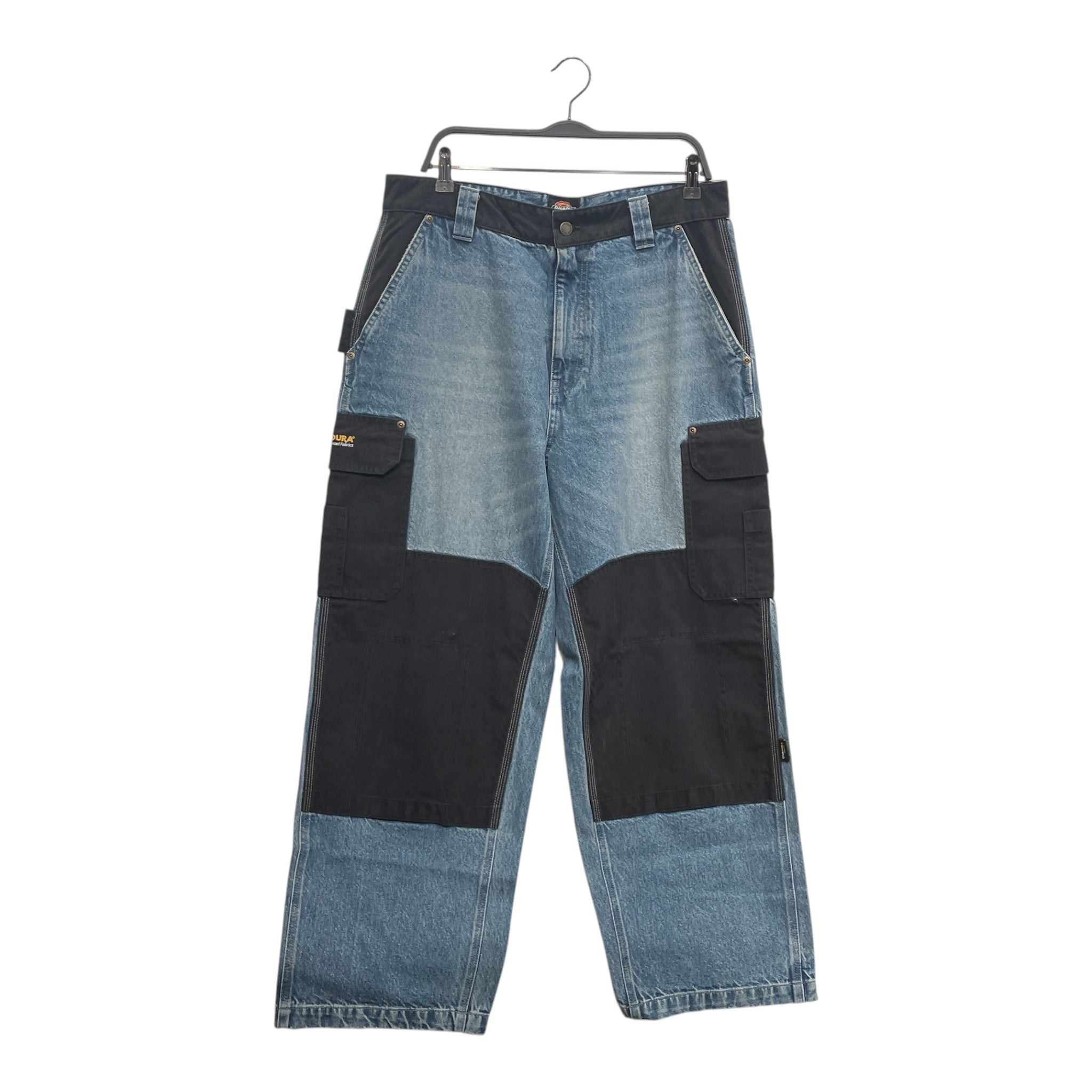Supreme/DICKIES/Straight Pants/34/Cotton/BLU/BLK PATCHWORK view 1