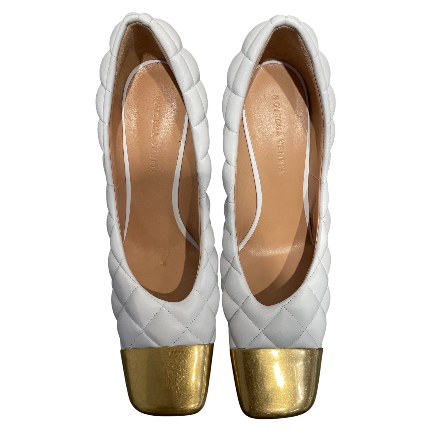 BOTTEGA VENETA/Heels/US 8.5/Leather/WHT/Nappa Quilted Dream Pumps view 3