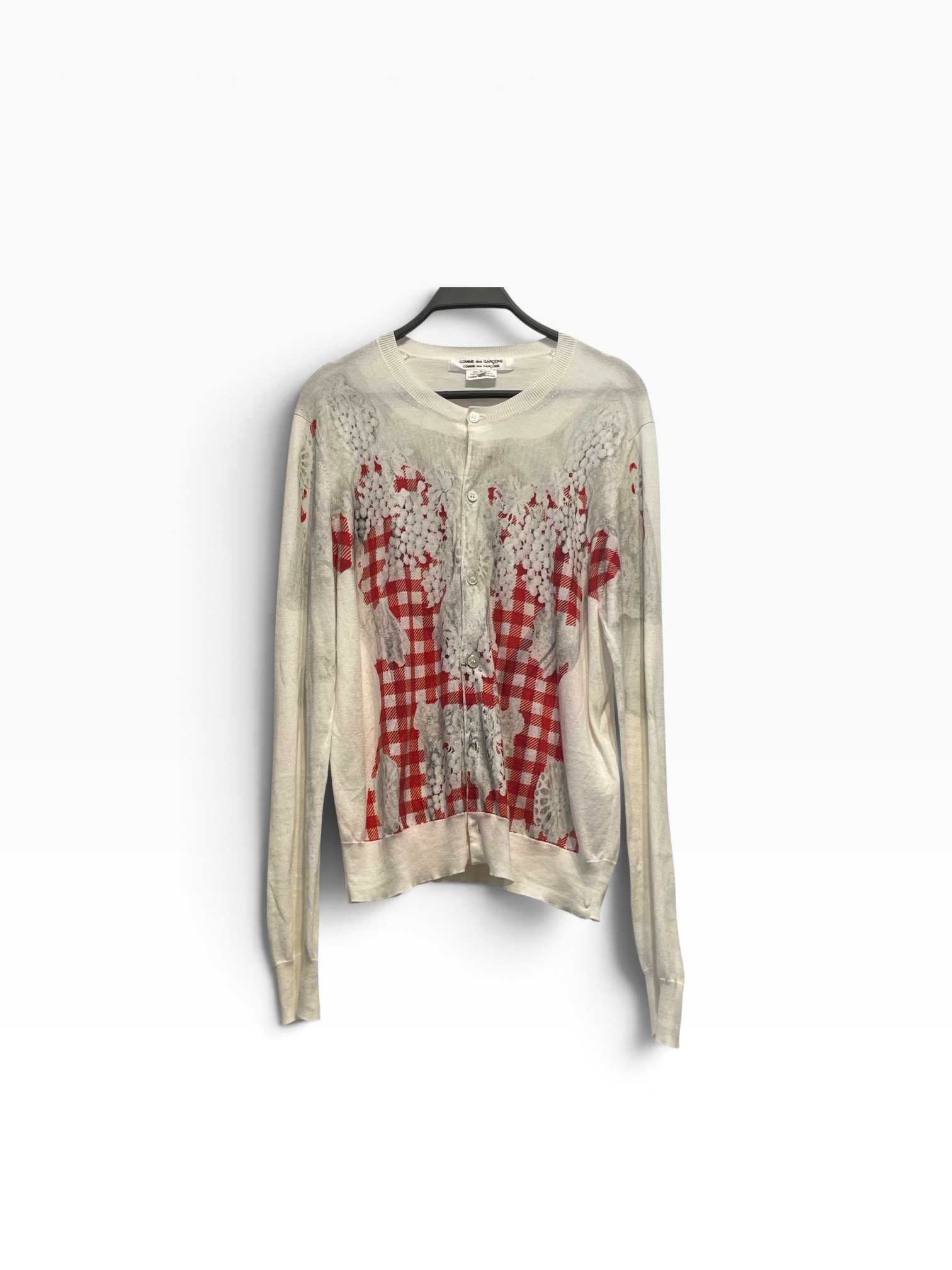 COMME des GARCONS/Cardigan/L/All Over Print/Cotton/WHT/blouse print view 1