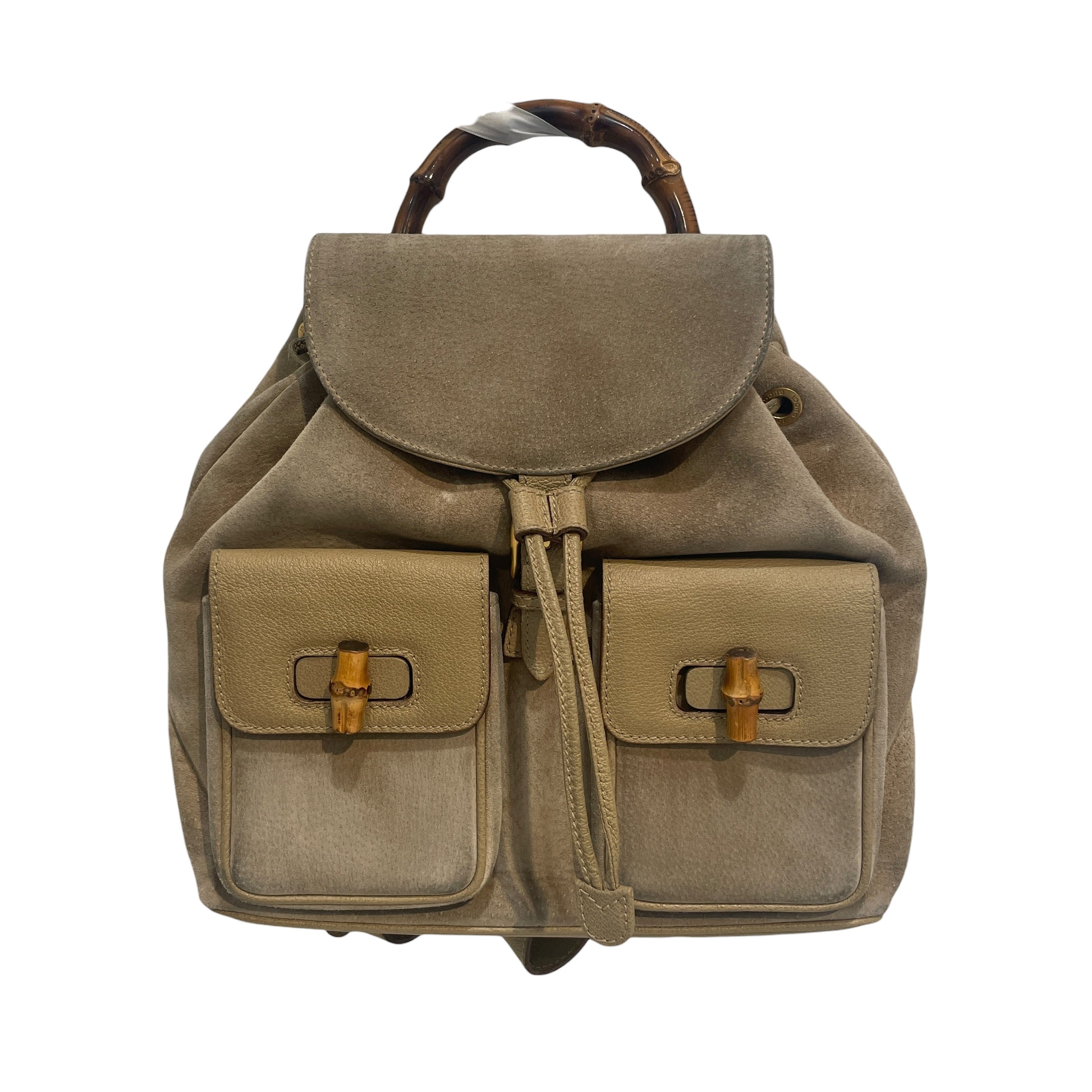 GUCCI/Backpack/Suede/BEG/Suede Bamboo Drawstring Toggle view 1