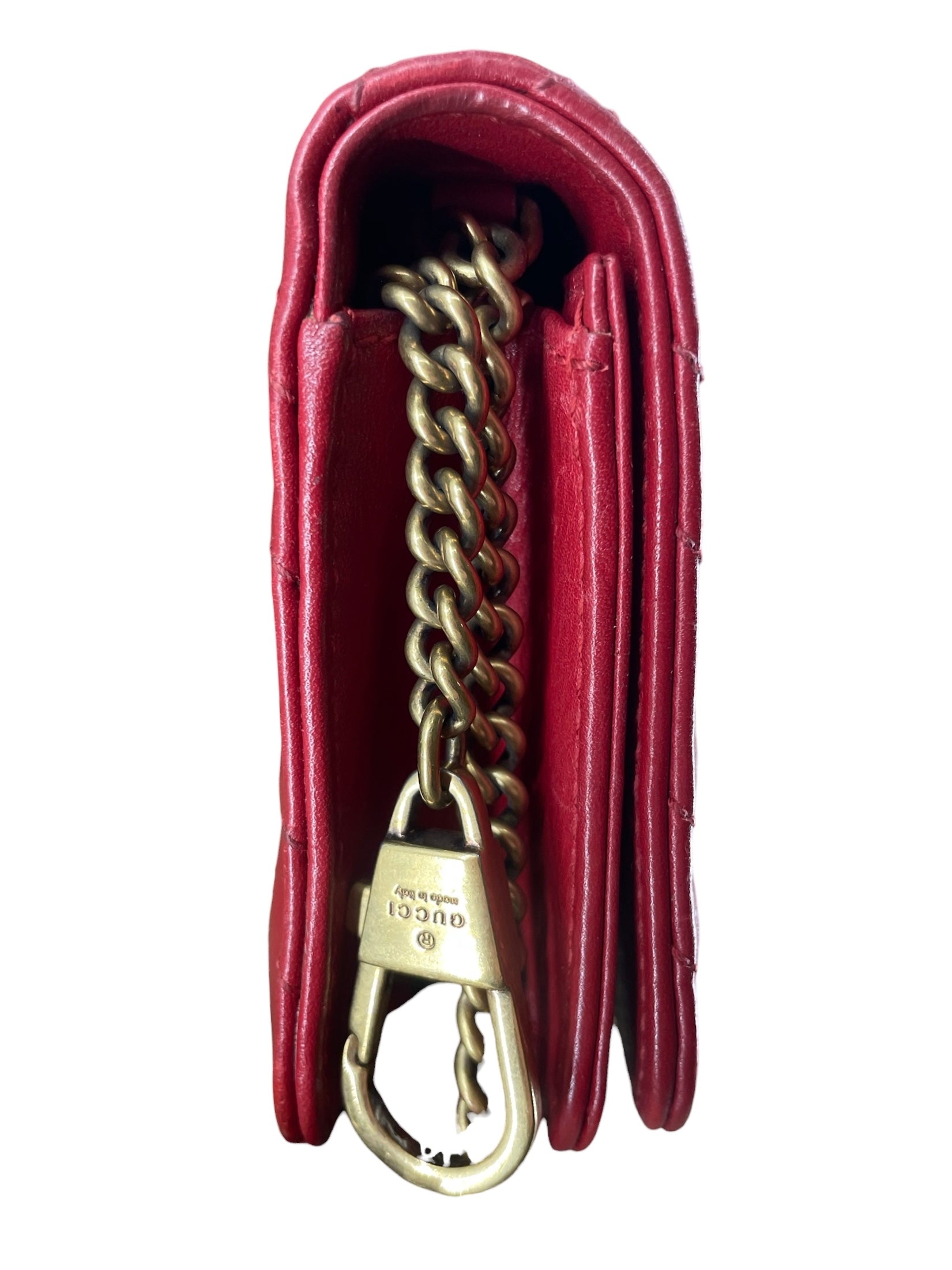 GUCCI/Cross Body Bag/Leather/RED/GG MARMONT WALLET ON CHAIN view 6