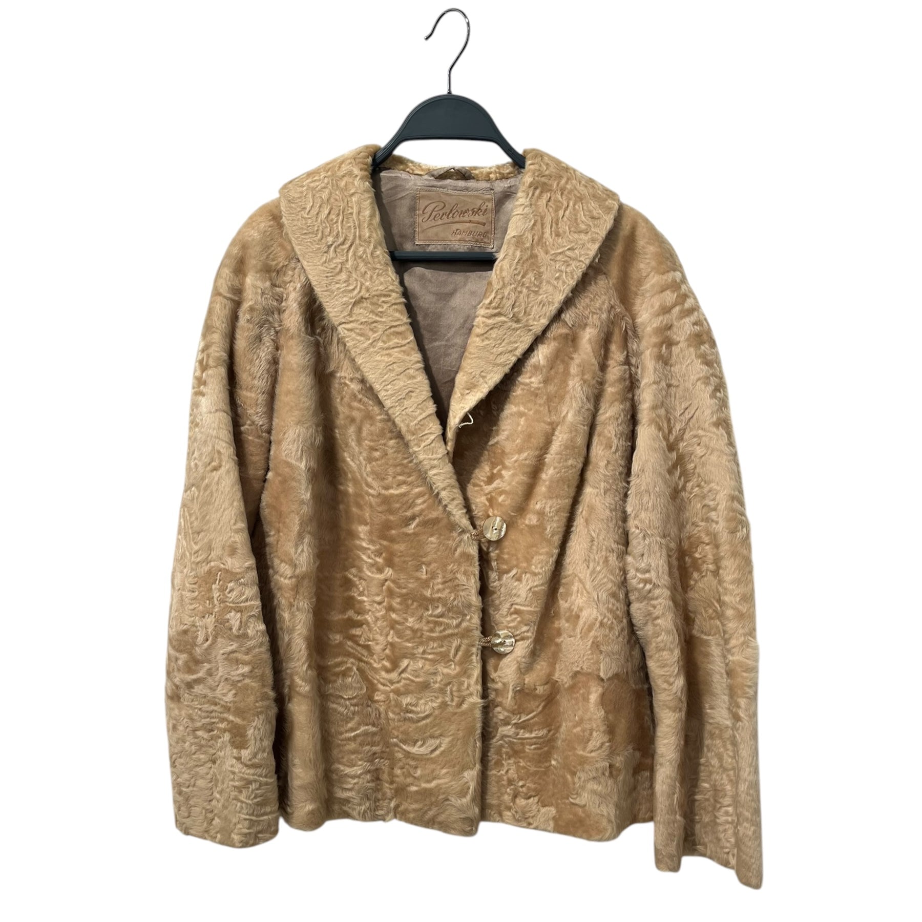 Vintage/Coat/Fur/BEG/CREAM FUR BUTTON COAT