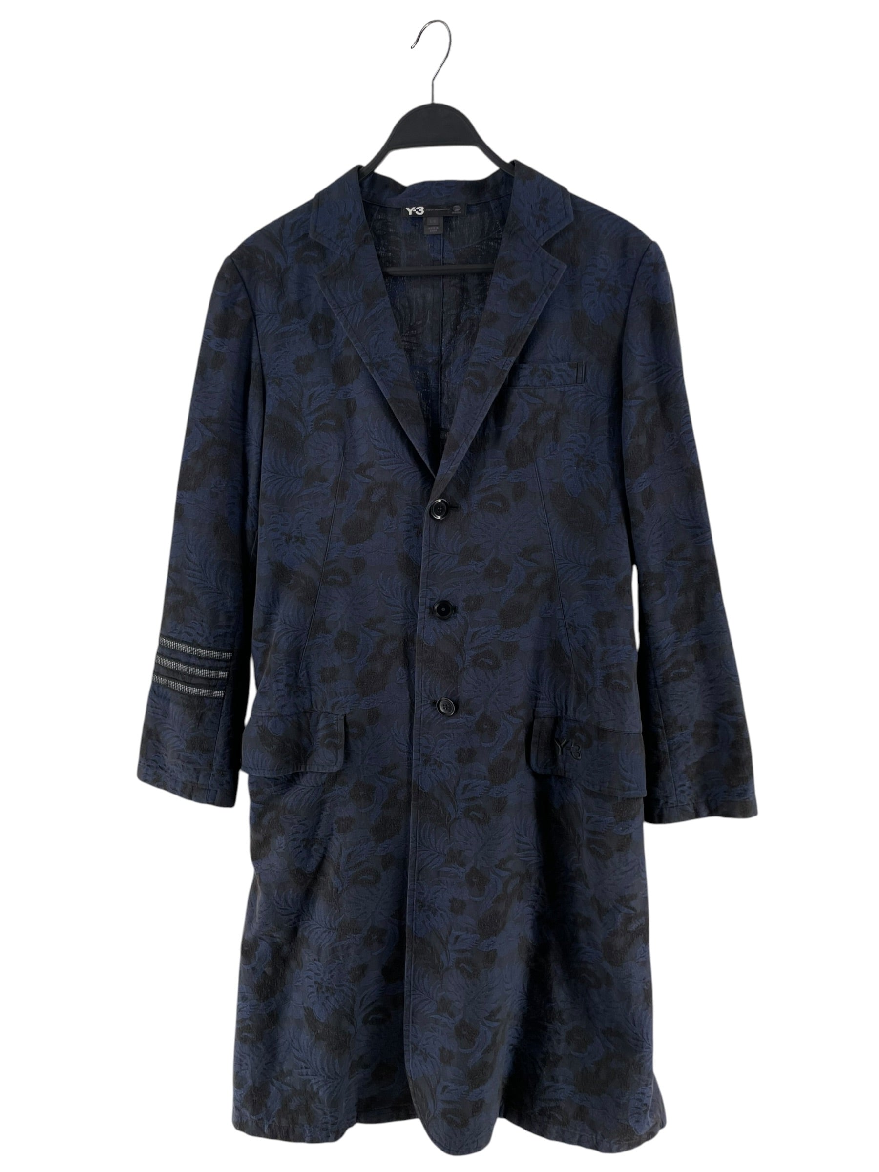 Y-3/Jacket/L/Cotton/NVY/Floral Pattern/FLORAL LONG COAT 3 STRIPE SLEE view 1