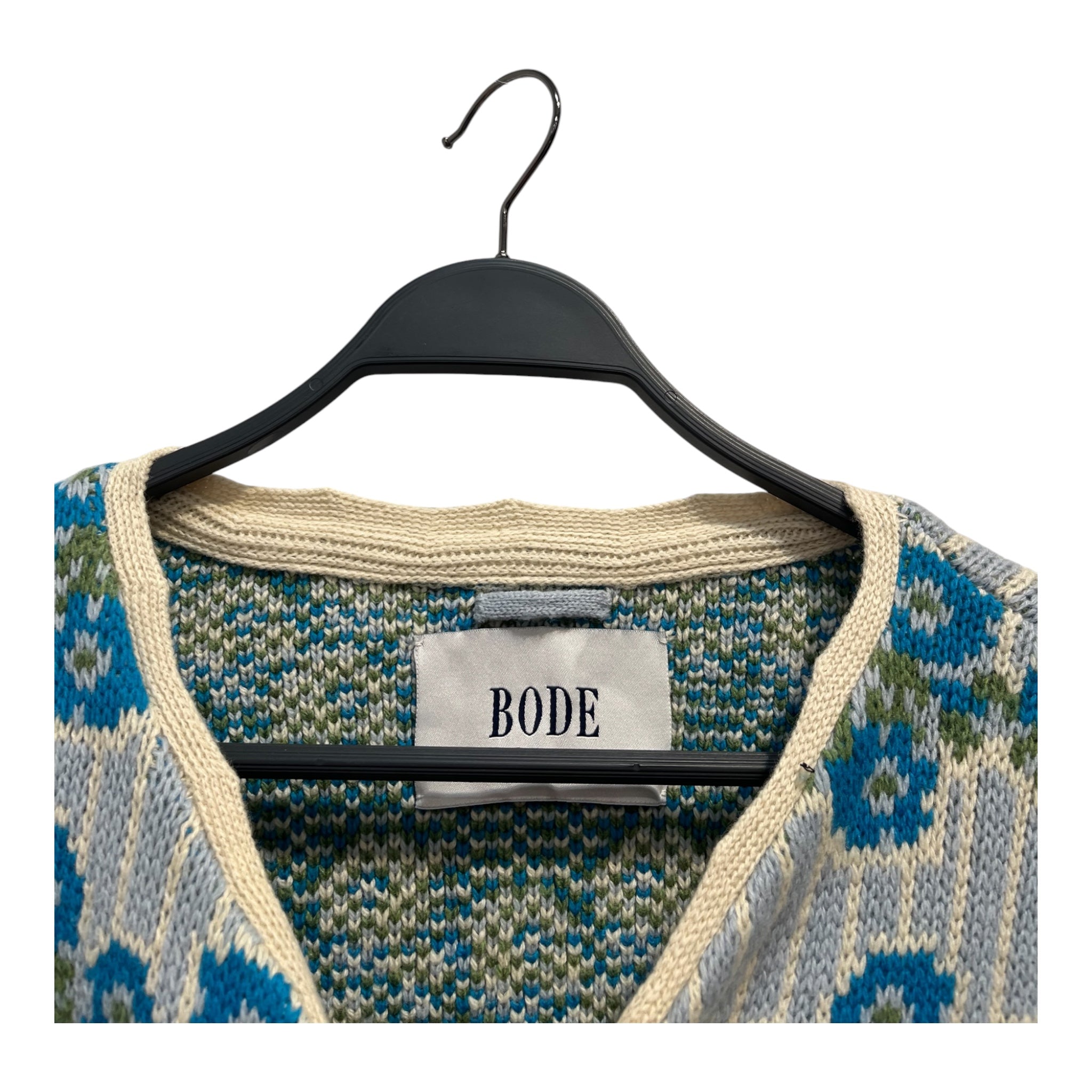 BODE/Heavy Cardigan/L/All Over Print/Wool/BLU/BABY BLUE WITH DARK BLUE FLOWR view 3