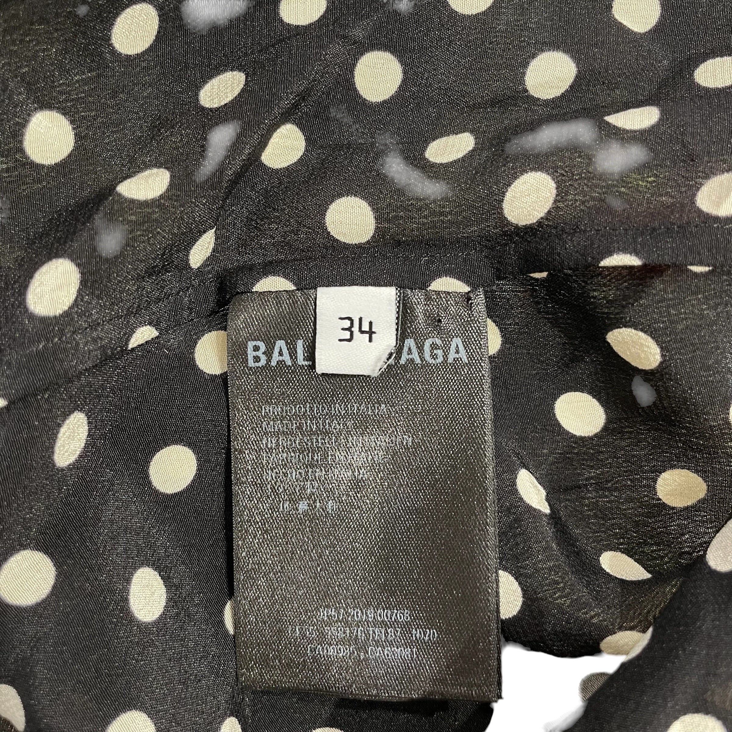 BALENCIAGA/SL Blouse/34/Polka dot/Silk/BLK/2019 WHITE DOT COLLARED ASSYM view 5