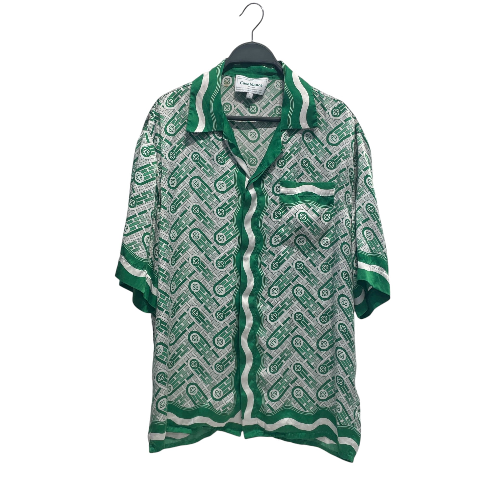 CASABLANCA/Polo Shirt/S/Silk/GRN/pingpong/monogram/collar view 1