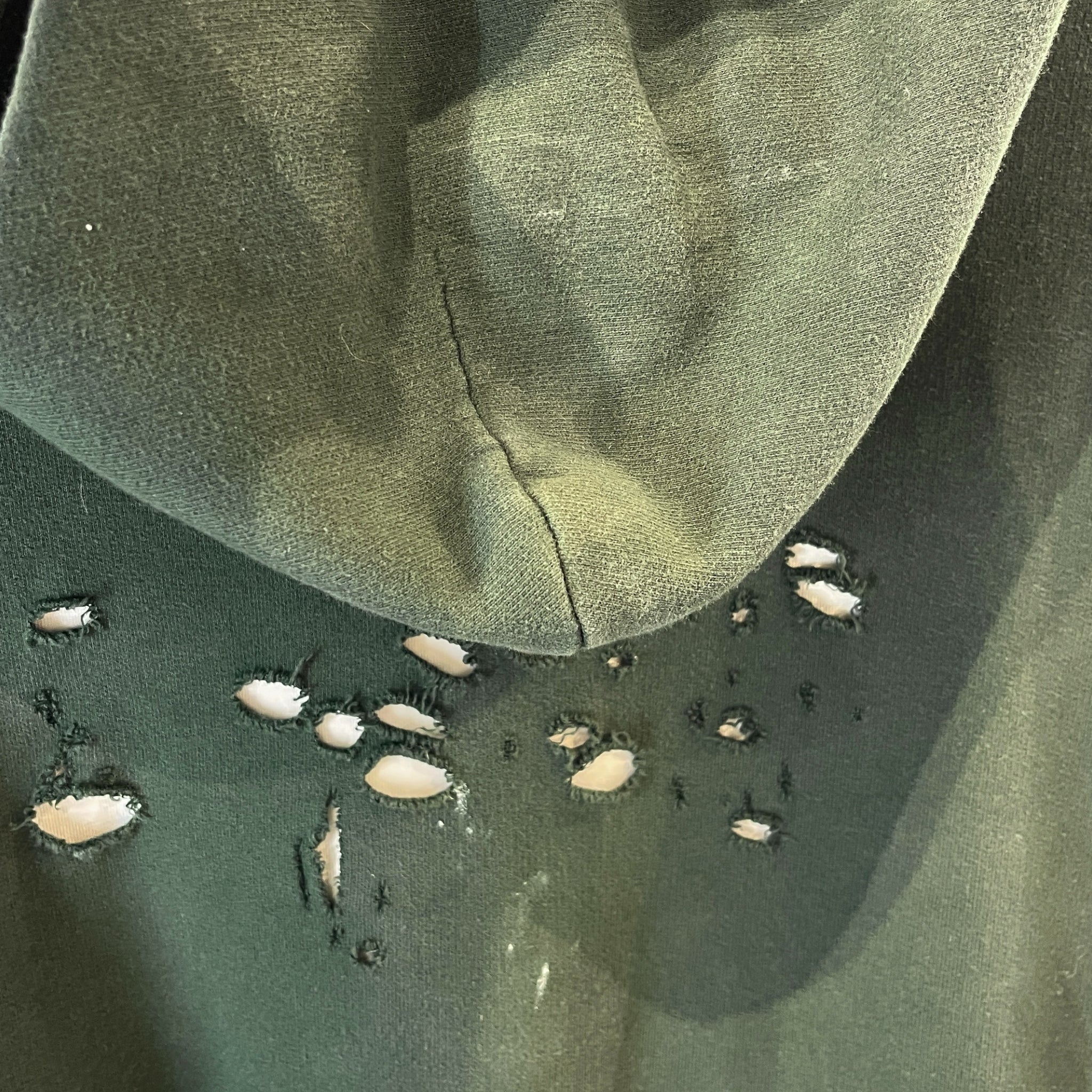 BALENCIAGA/Hoodie/S/Cotton/GRN/Distressed/DISTRESSED WITH WHITE LINING view 7