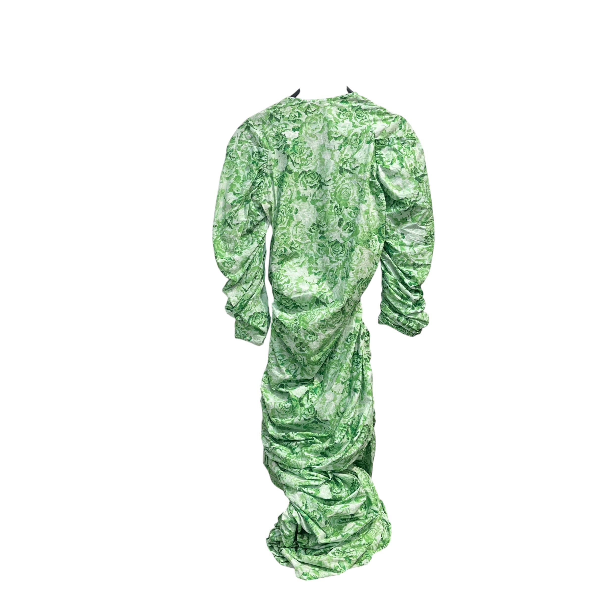 GANNI/LS Dress/36/Floral Pattern/Cotton/GRN/ROUCH FITTED/ SQUARE NECK view 2