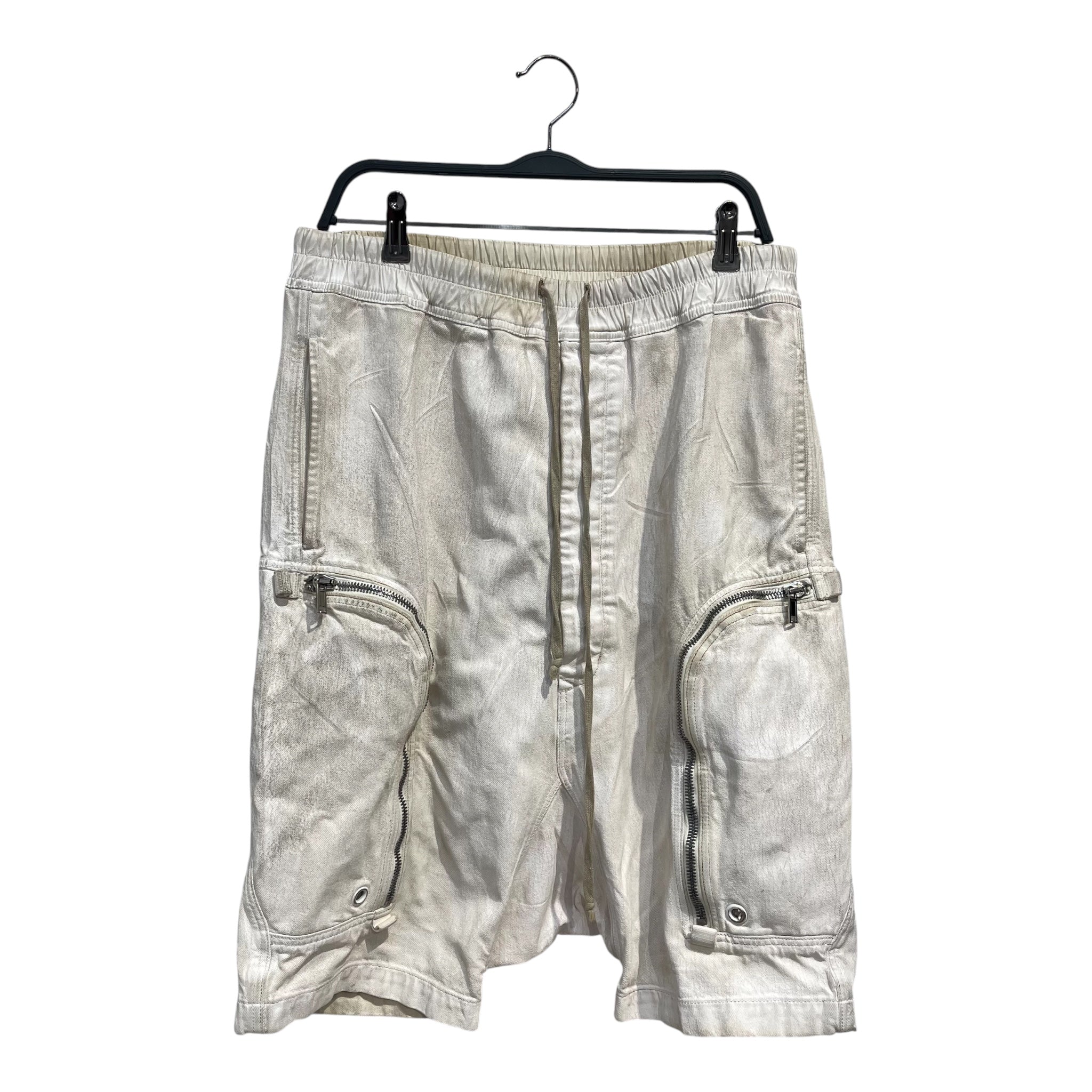 Rick Owens/Shorts/40/Cotton/CRM/waxed cargo shorts view 1