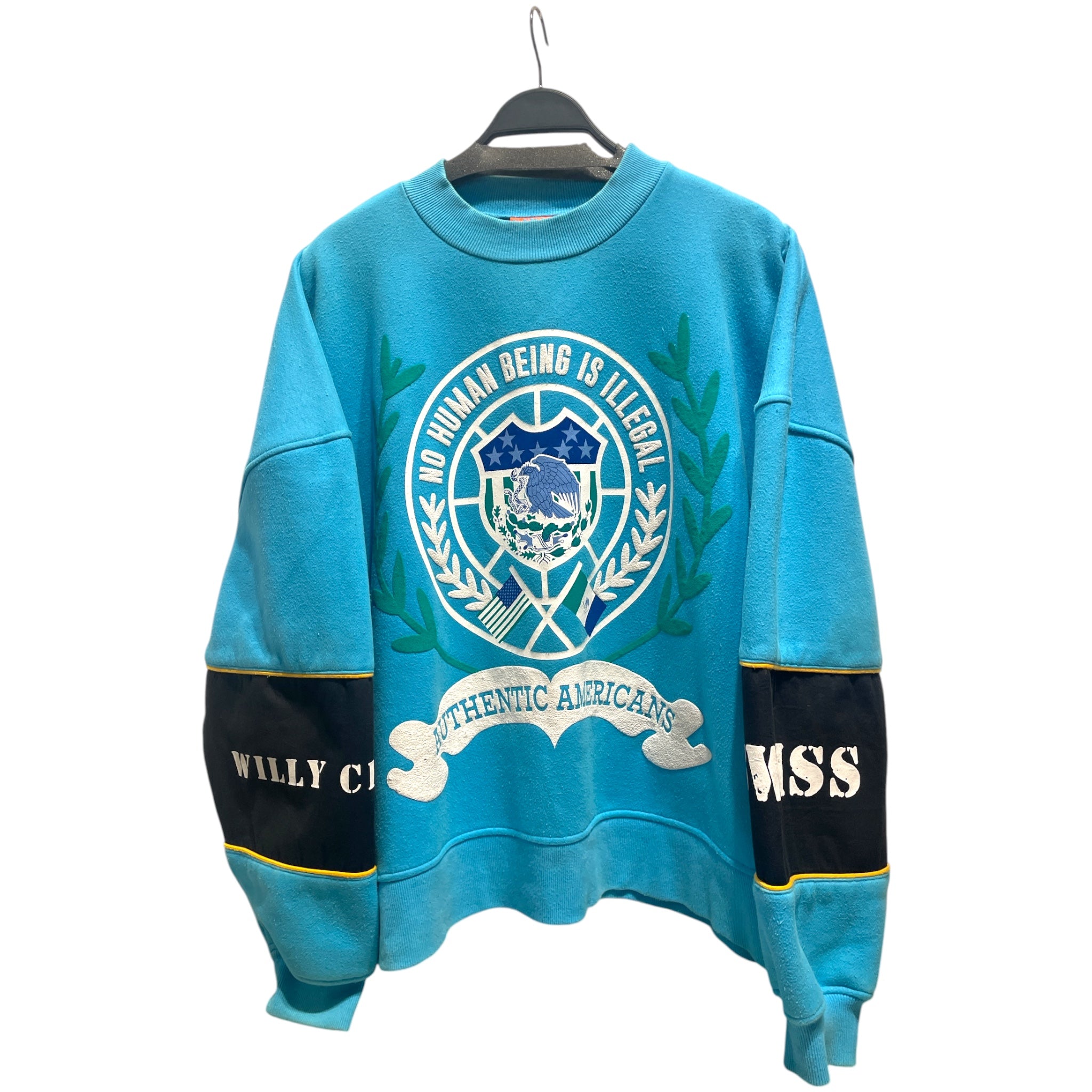WILLY CHAVARRIA/K-SWISS/Sweatshirt/S/Cotton/BLU/No Human Being is Illegal Crew view 1