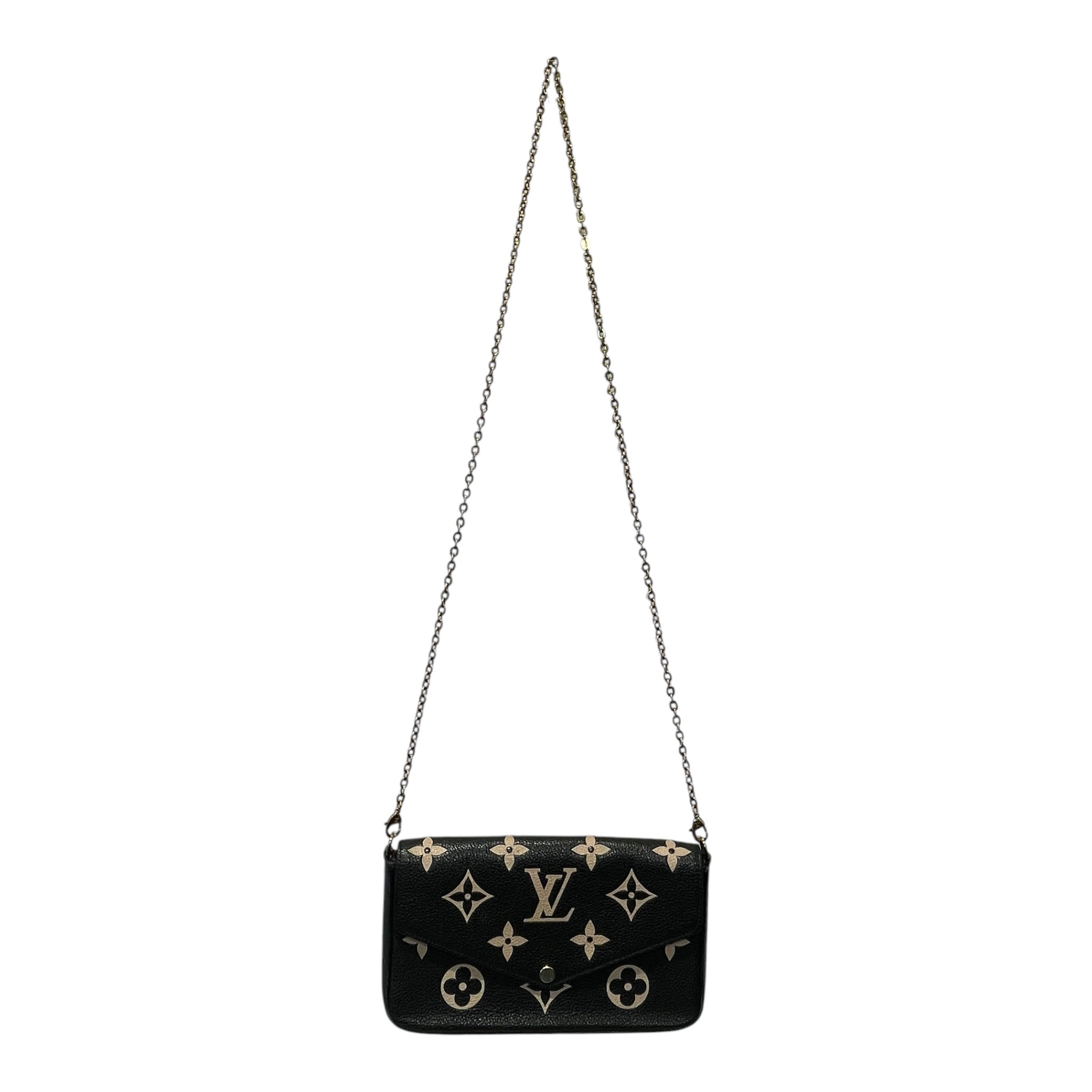 LOUIS VUITTON/Cross Body Bag/Monogram/Leather/BLK/POCHETTE FELICIE view 1