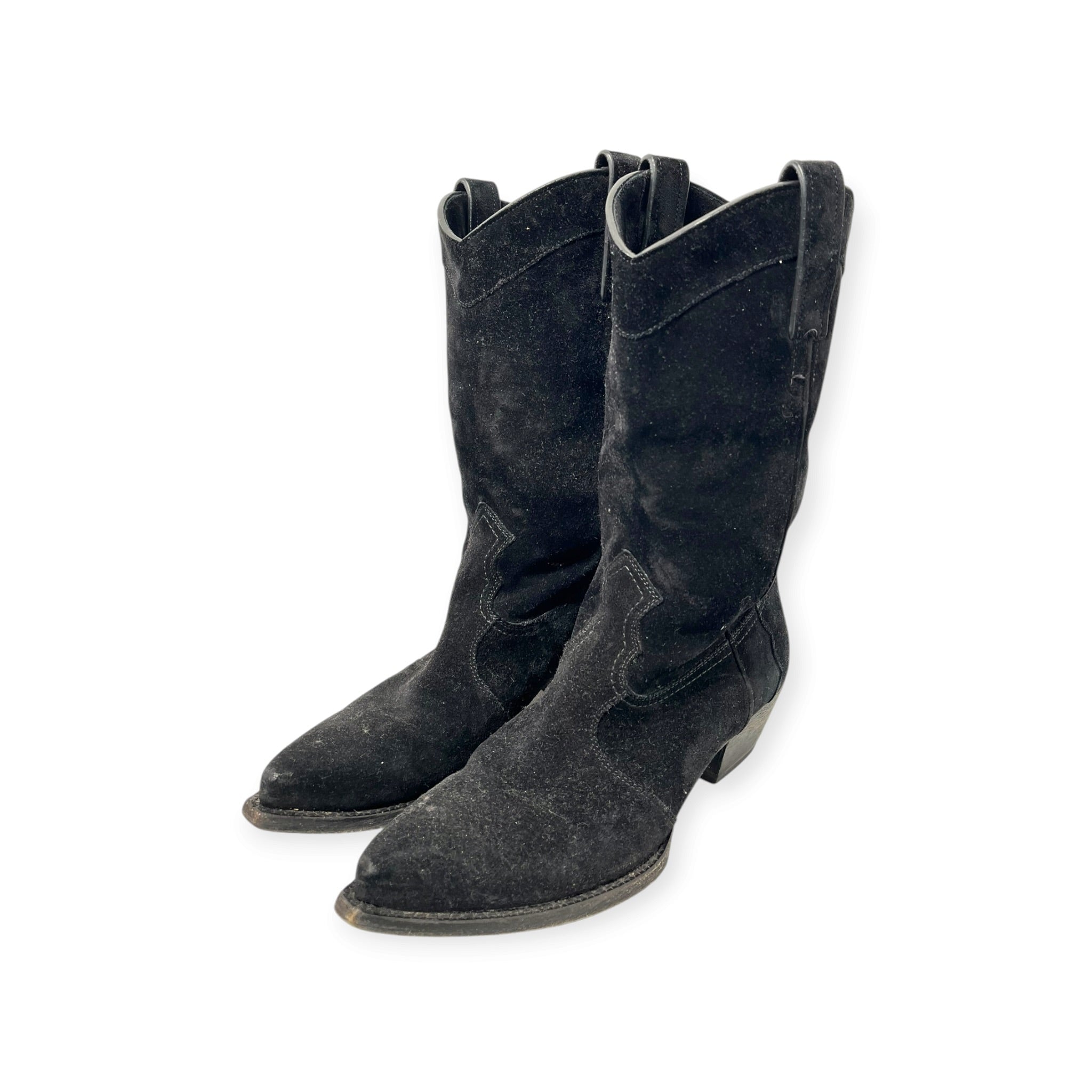 YVES SAINT LAURENT/Boots/US 9.5/Suede/BLK/WESTERN COWBOY BOOT view 1