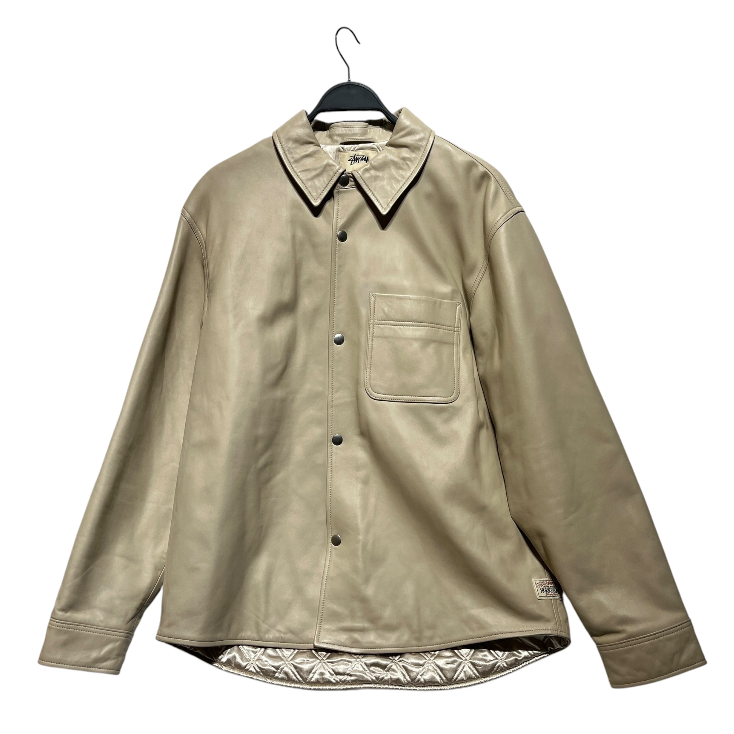 STUSSY/Leather Jkt/L/Lambskin/BEG/Leather Overshirt view 1