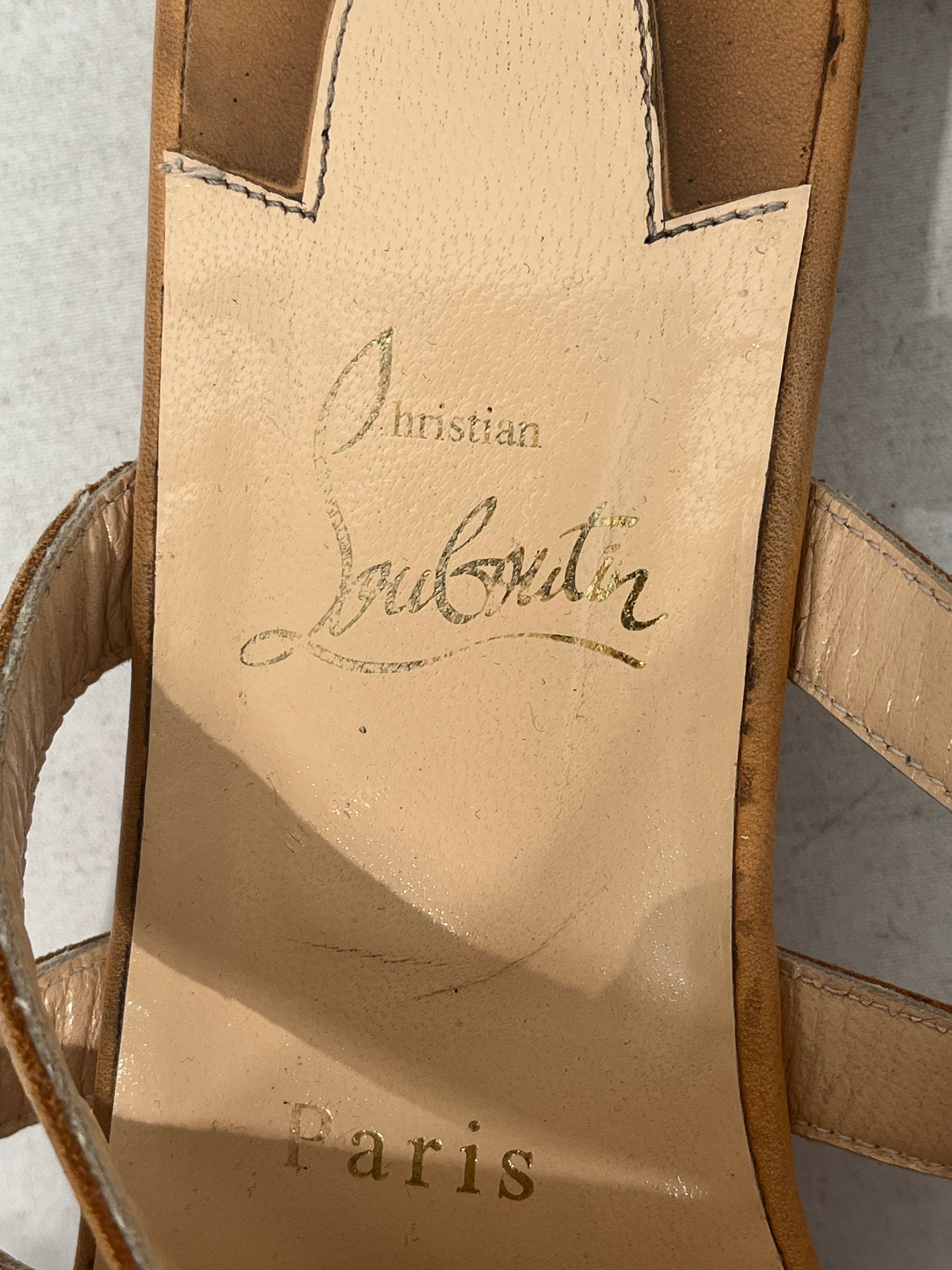 Christian Louboutin/Sandals/EU 38.5/Leather/BEG/GLADIATOR SANDALS view 7