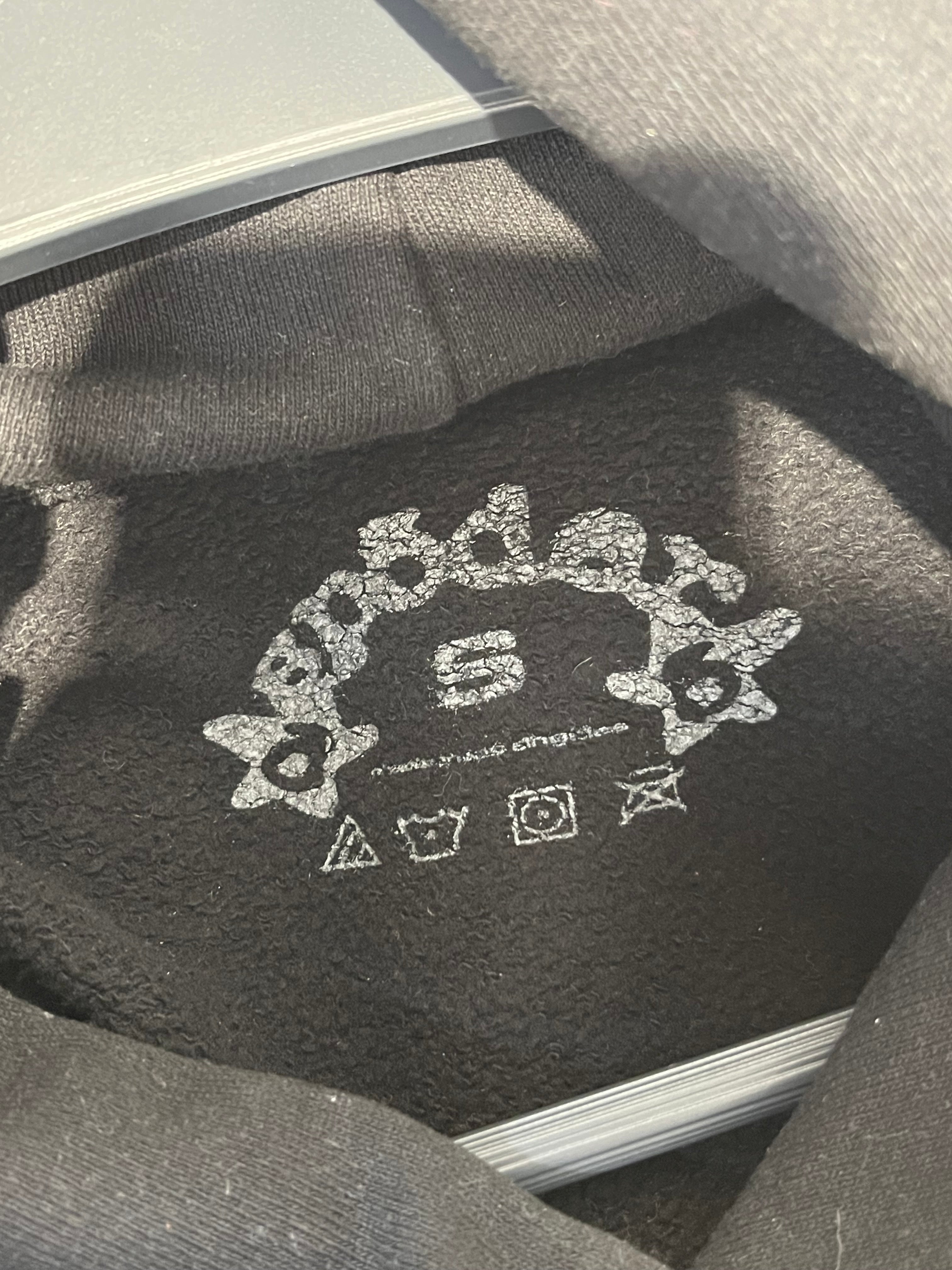 Sp5der/Hoodie/S/Cotton/BLK/yellow text and stars view 3