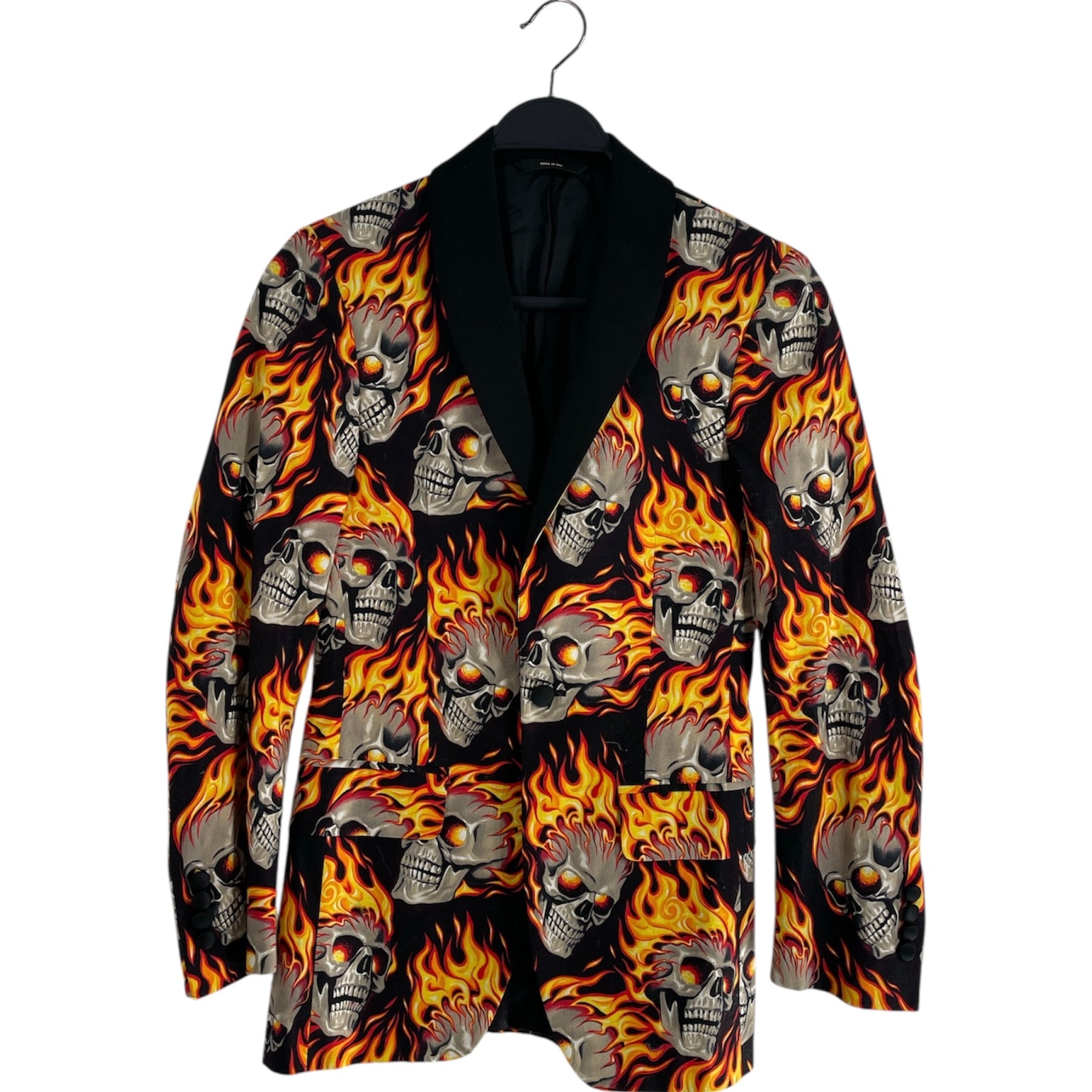 R13/Tailored Jkt/Cotton/BLK/All Over Print/FLAME SKULL BLAZER view 1