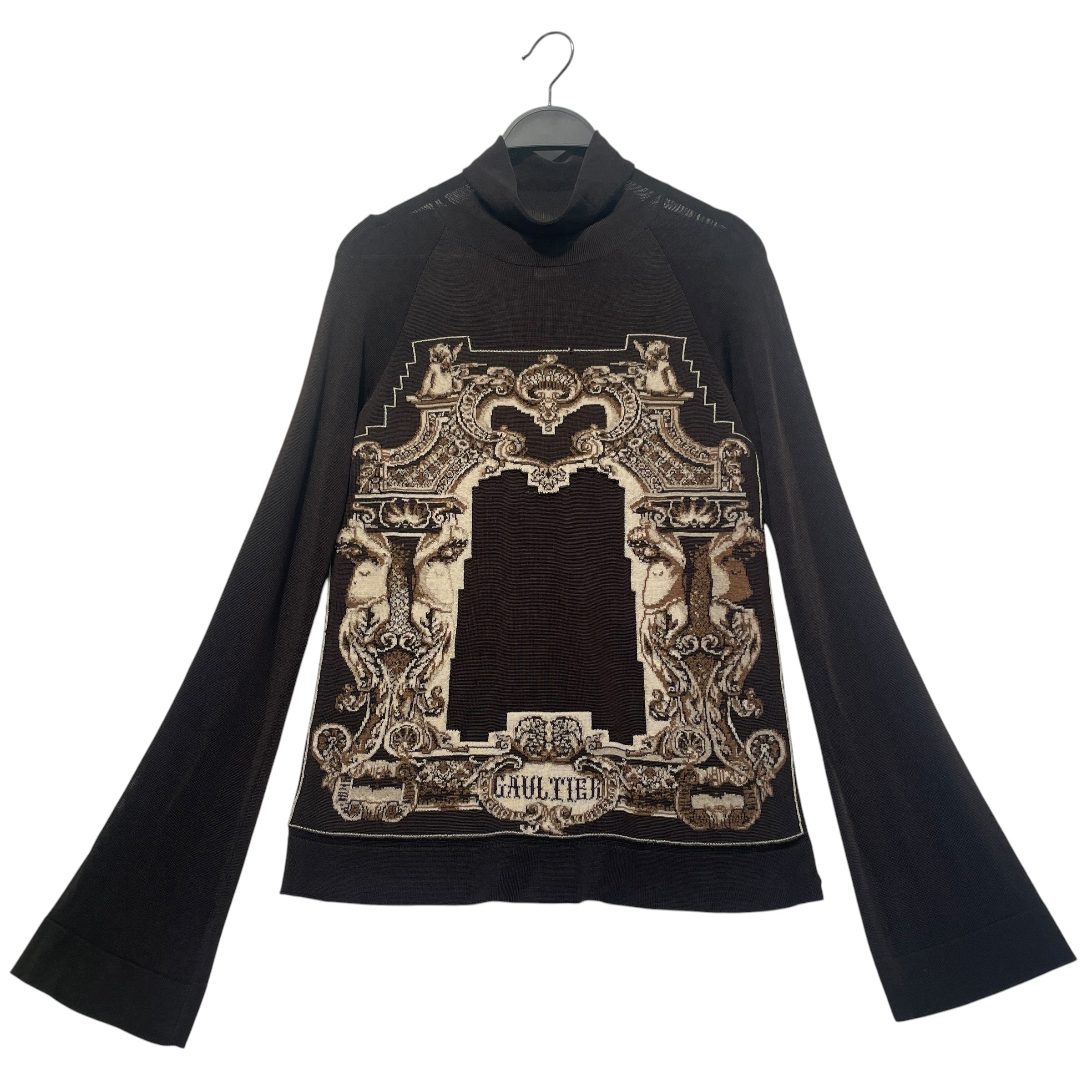 Jean Paul Gaultier/LS T-Shirt/S/Wool/BRW/Turtle Neck/All Over Print/Medallion view 1