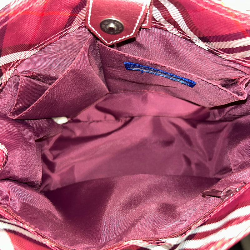 BURBERRY BLUE LABEL/Tote Bag/S/Plaid/Nylon/RED/Nova Check