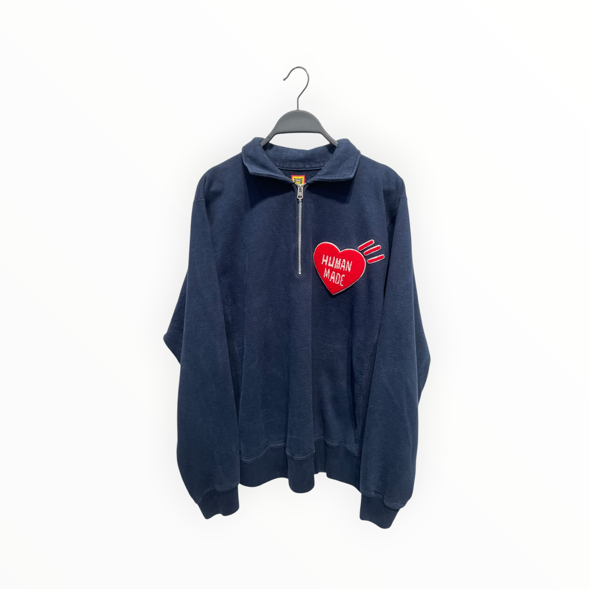 HUMAN MADE/Sweatshirt/M/Cotton/NVY/1/4 ZIP HEART LOGO view 1