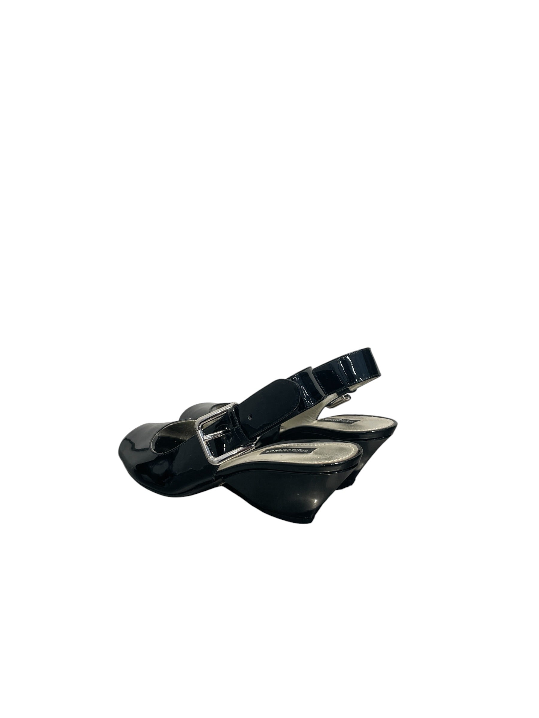 DOLCE&GABBANA/Heels/EU 38/BLK/PATENT LEATHER BUCKLE DETAIL view 2