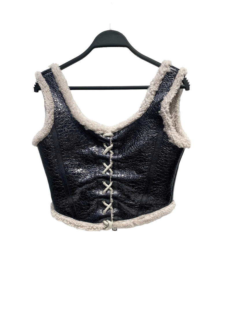 Jean Paul Gaultier/Blouse/34/Leather/BLK/LEATHER SHERLING CORSET