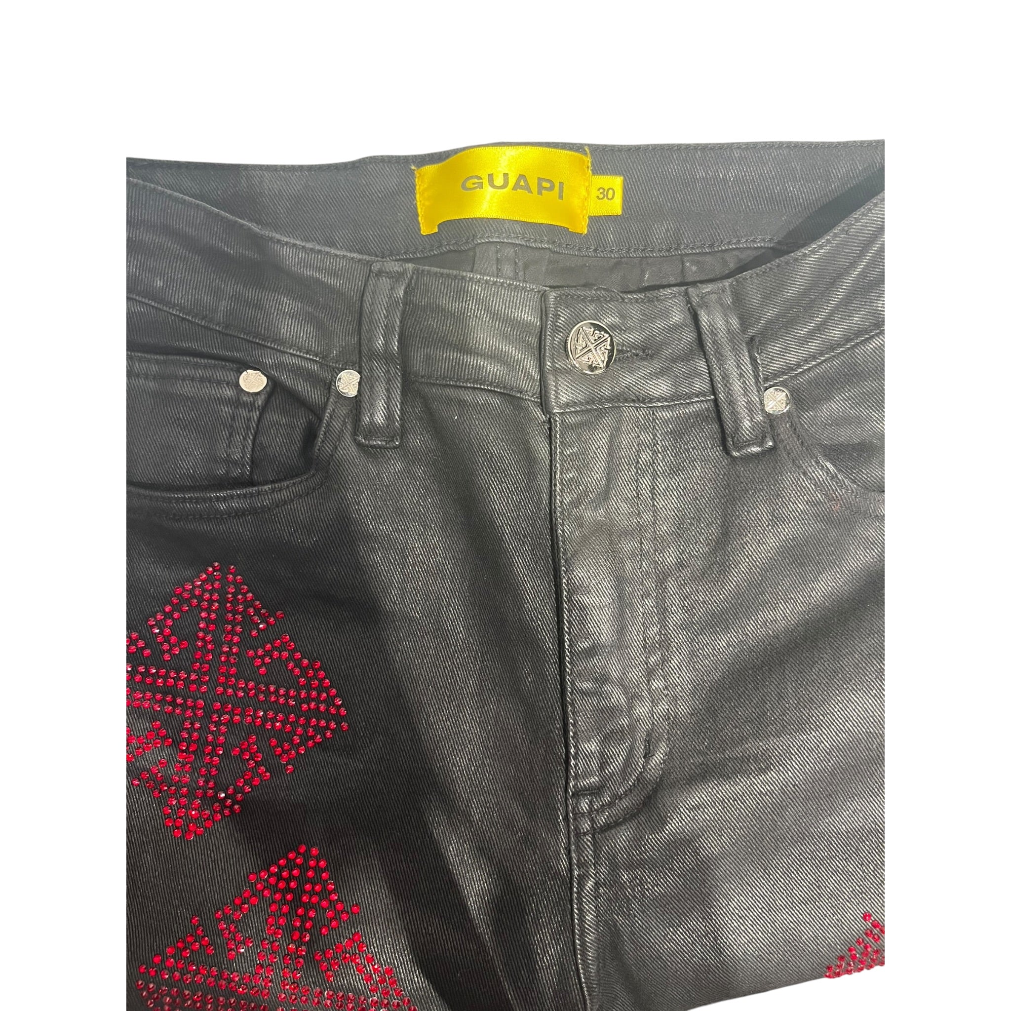 GUAPI/Bootcut Pants/30/BLK/bedazzled design view 4