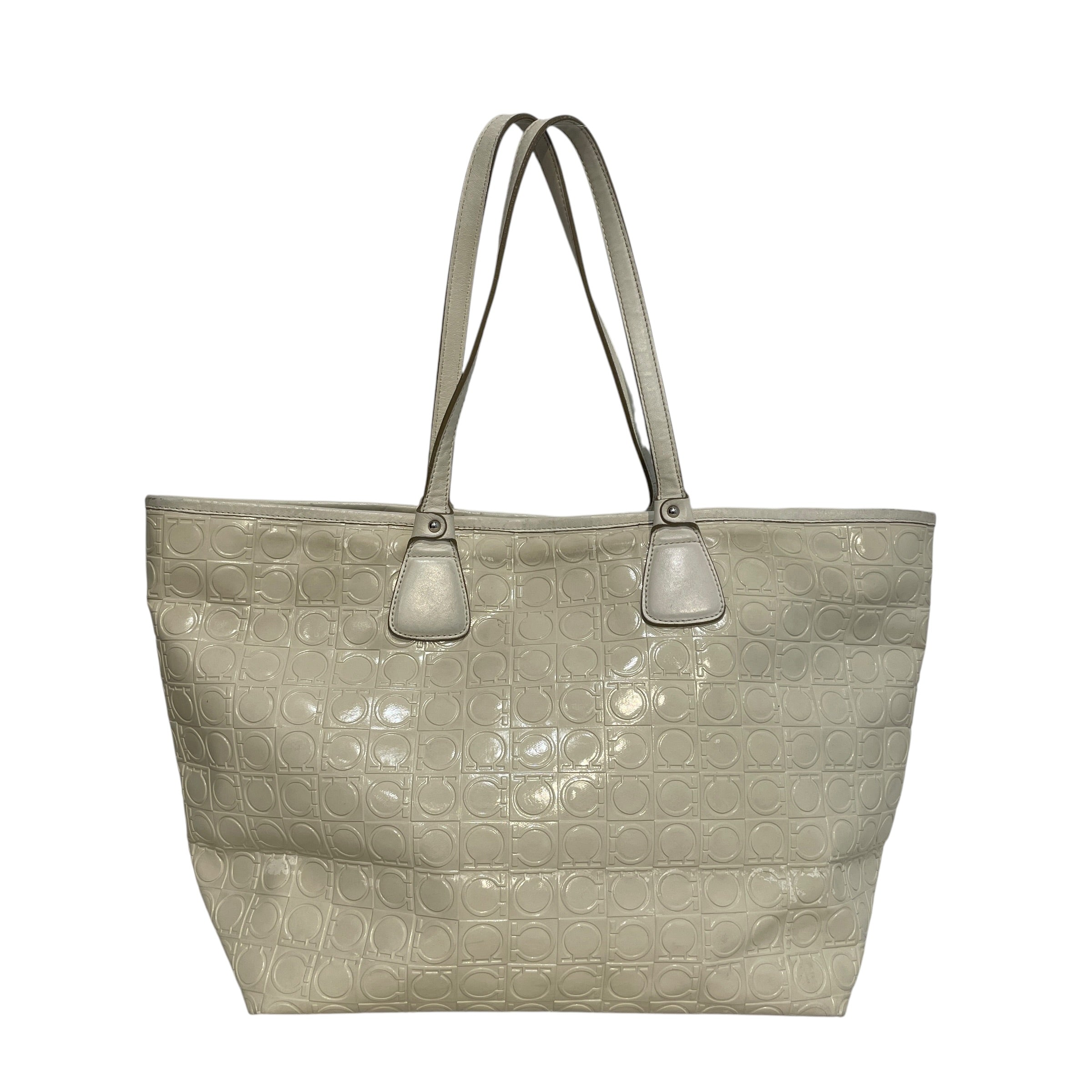 Salvatore Ferragamo/Tote Bag/Monogram/Leather/WHT/Monogram tote view 2