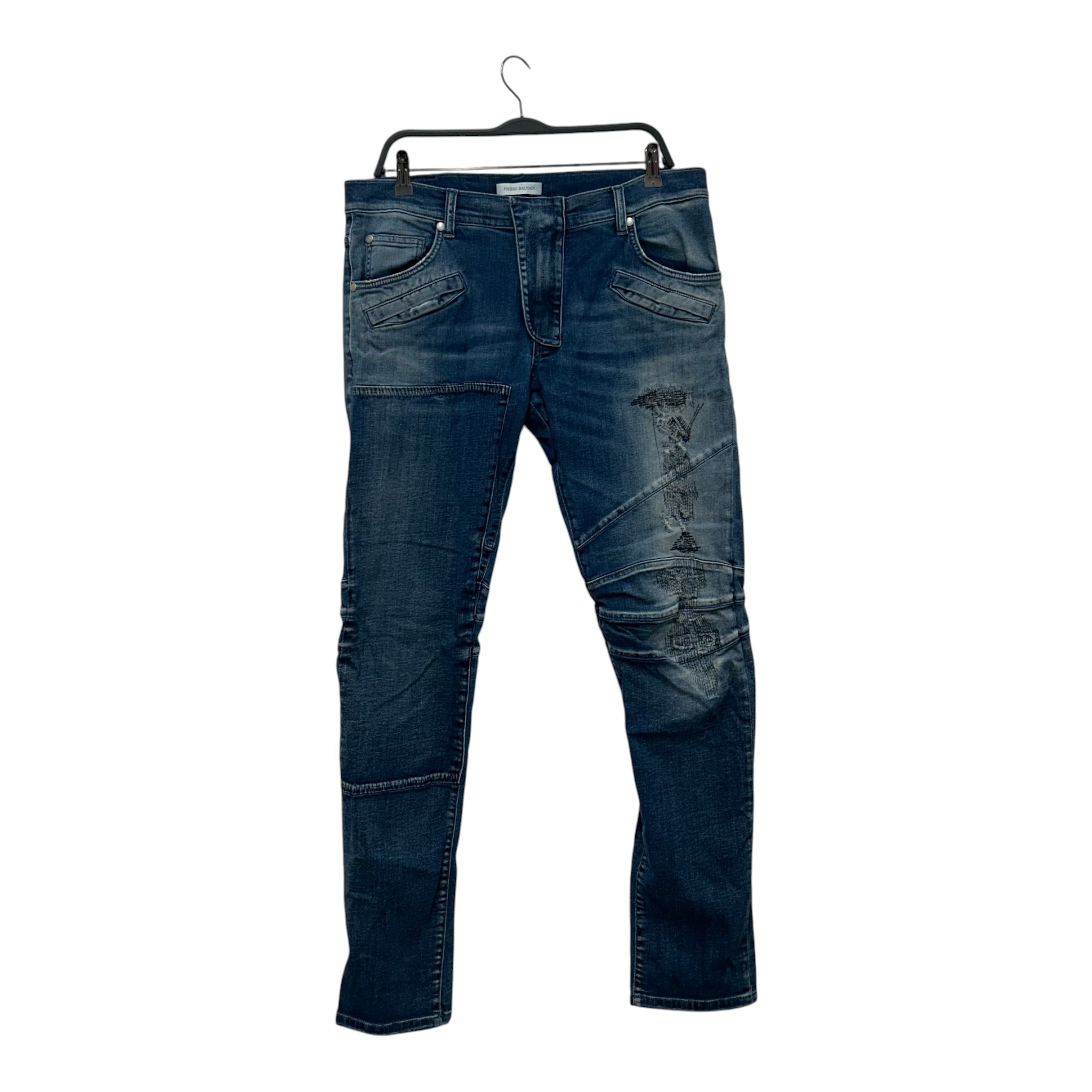 PIERRE BALMAIN/Skinny Pants/36/Denim/BLU/DISTRESSED STITCHING view 1