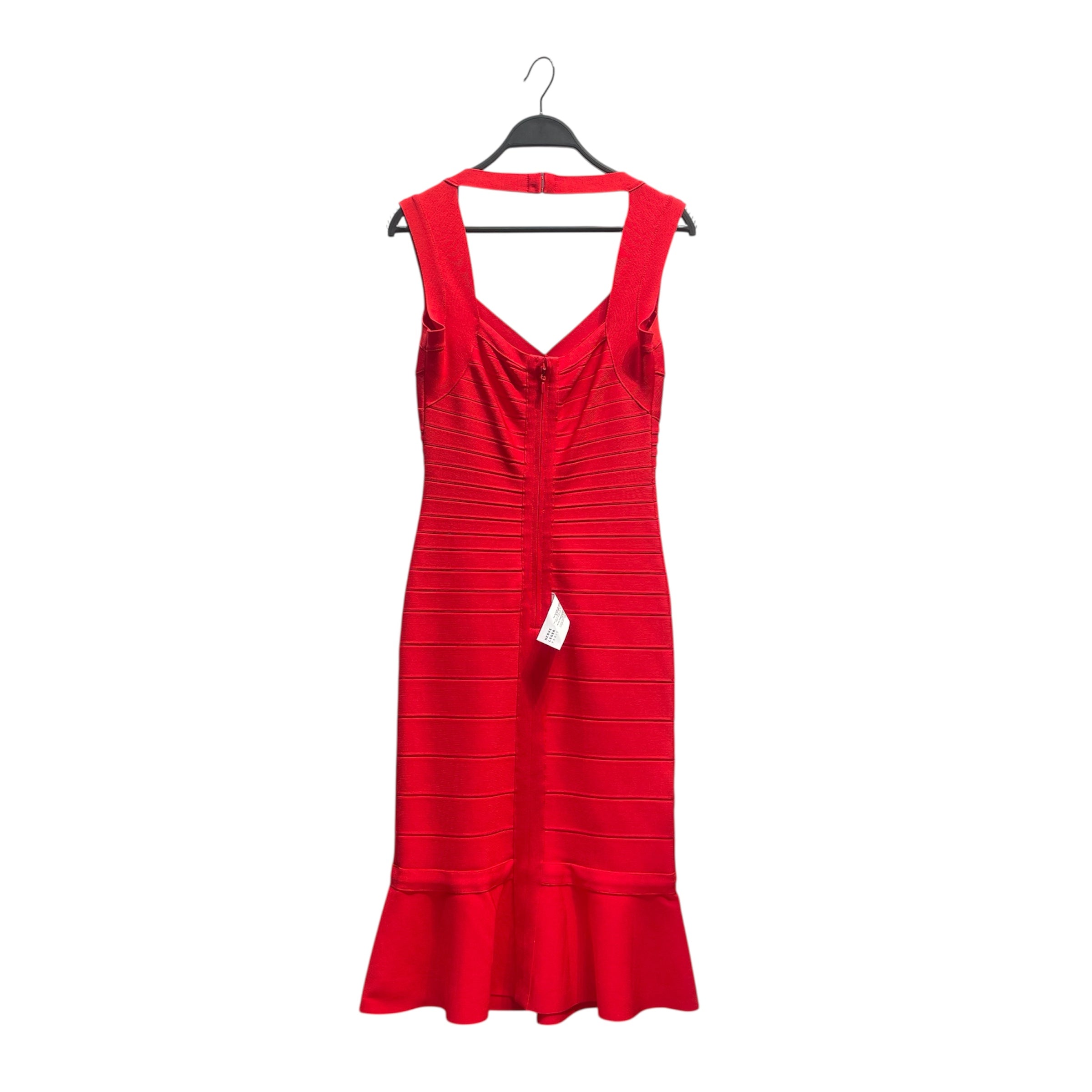 Herve Leger/SL Dress/M/Stripe/Rayon/RED/Midi Length/ruffle bottom view 2