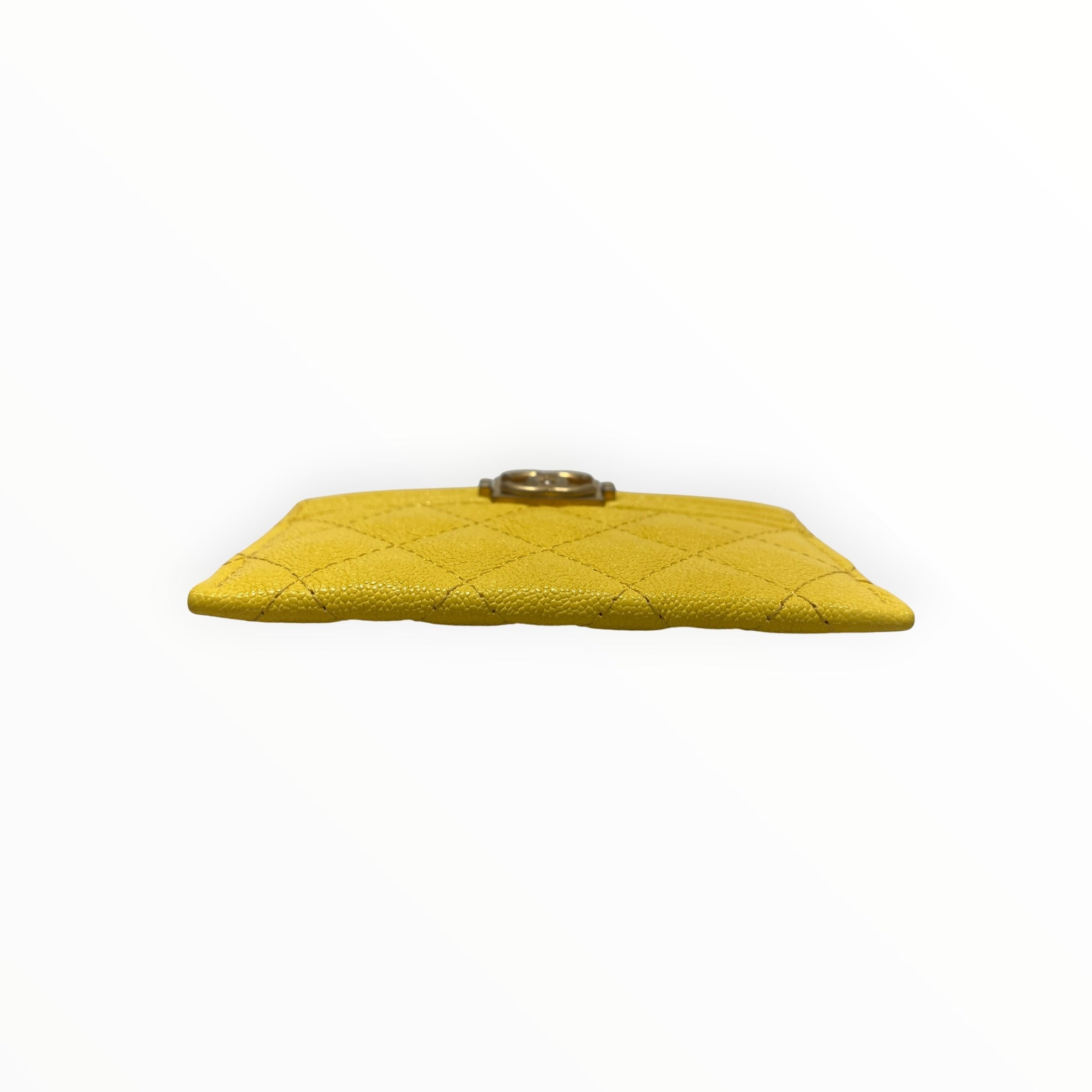 CHANEL/Card Case/Leather/YEL/L's/Quilted caviar view 3