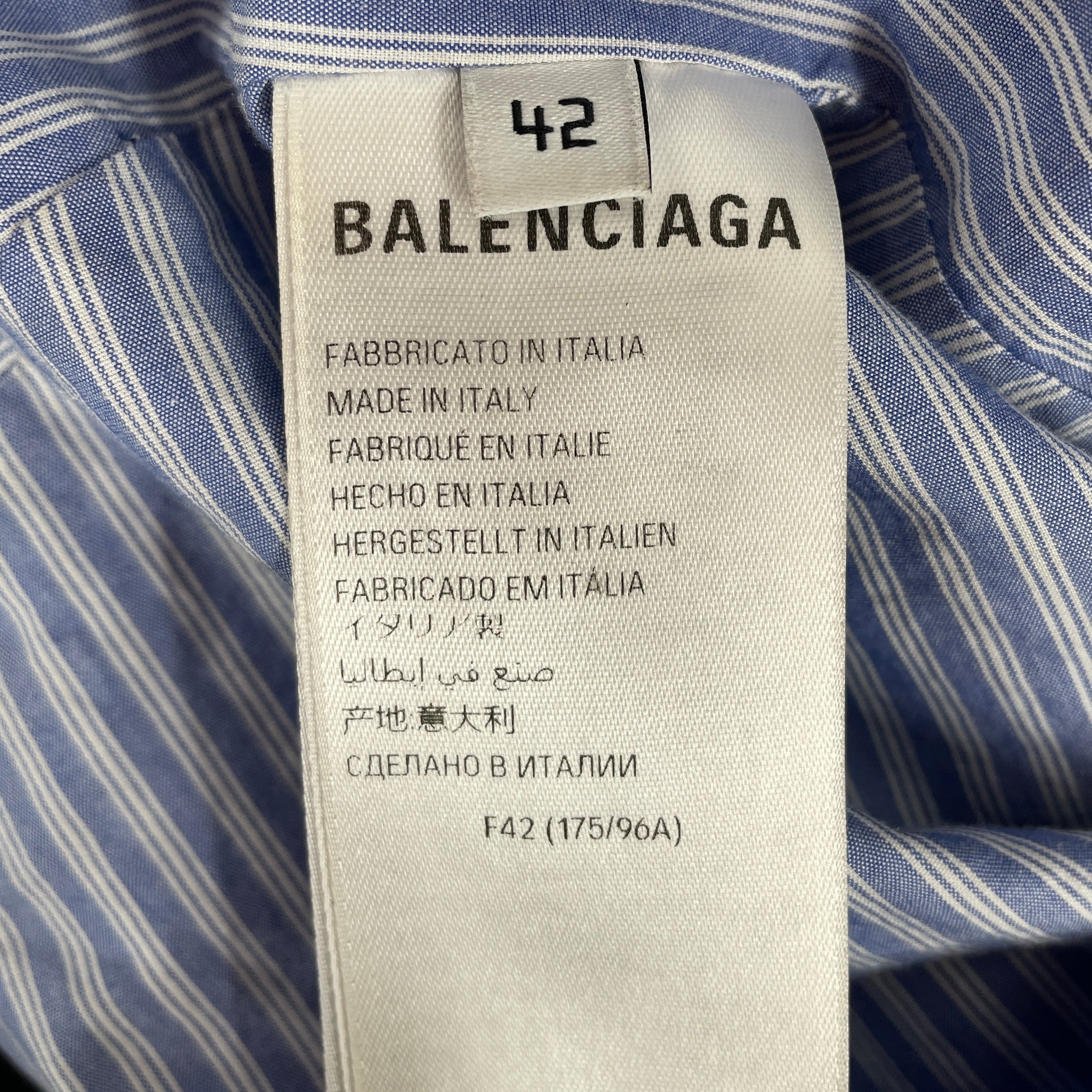 BALENCIAGA/SL Blouse/42/Stripe/Cotton/BLU/UPSIDE DOWN HALTER BUTTON UP view 4