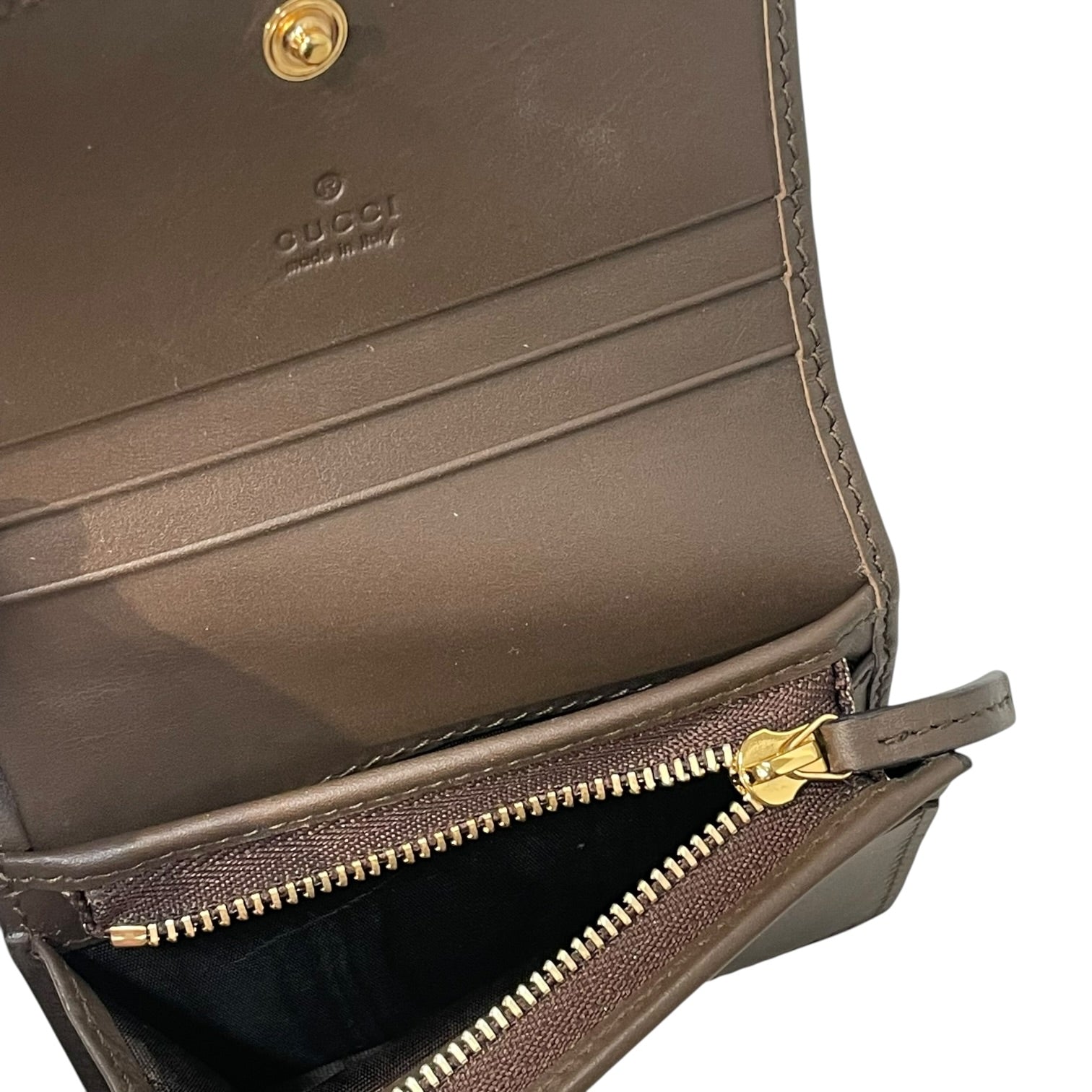 GUCCI/Bifold Wallet/Monogram/Leather/GRY/M's/ view 5