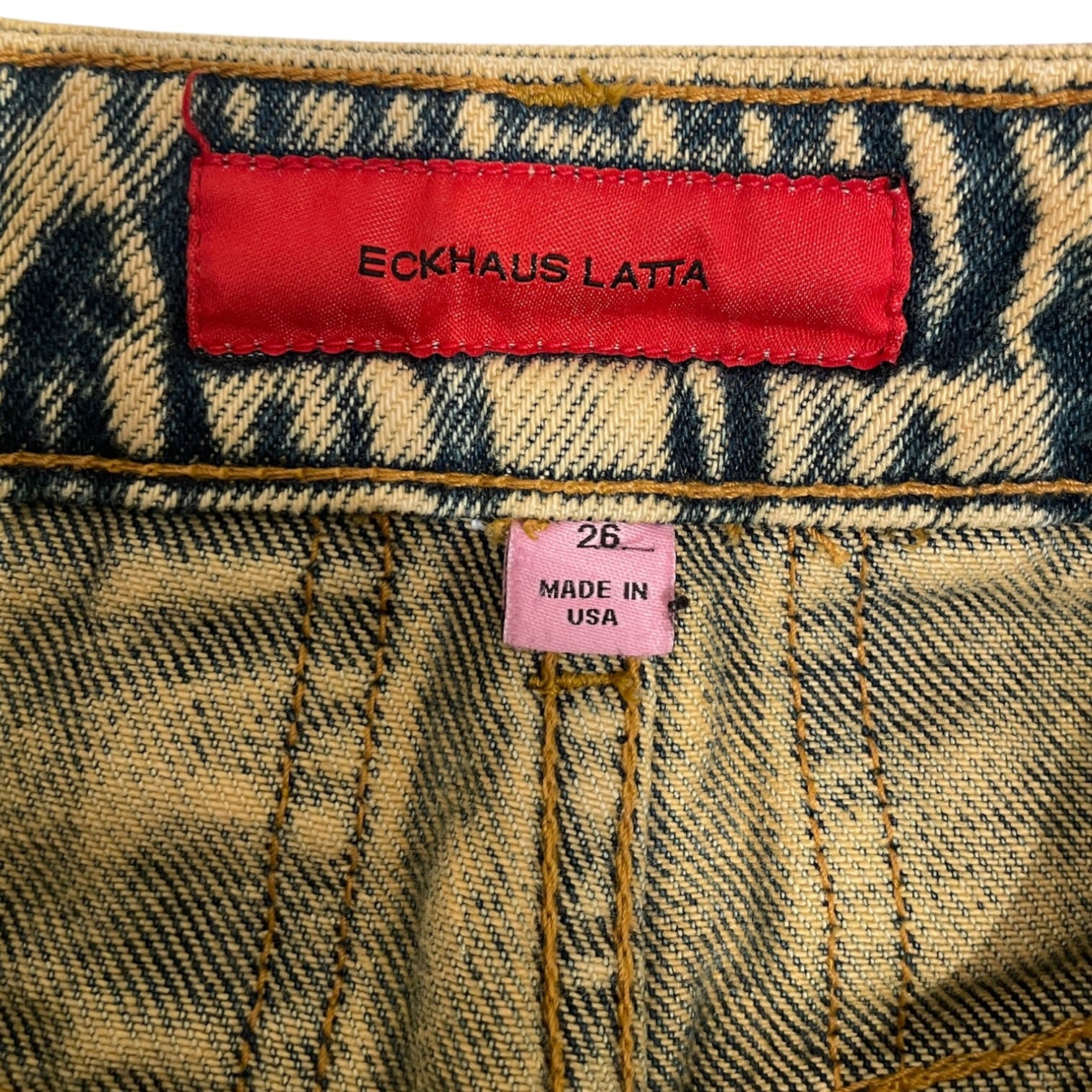 ECKHAUS LATTA/Straight Pants/26/Stripe/Denim/BLU/BLUE AND RED STRIPE/ACID WASH view 5