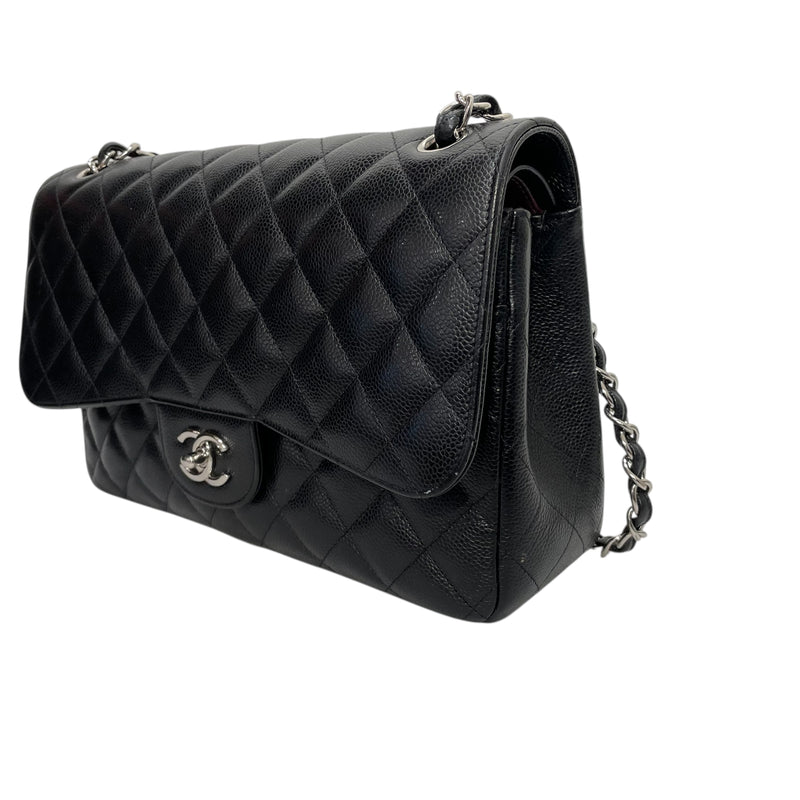 CHANEL/Hand Bag/Leather/BLK/MEDIUM CAVIAR FLAP BAG