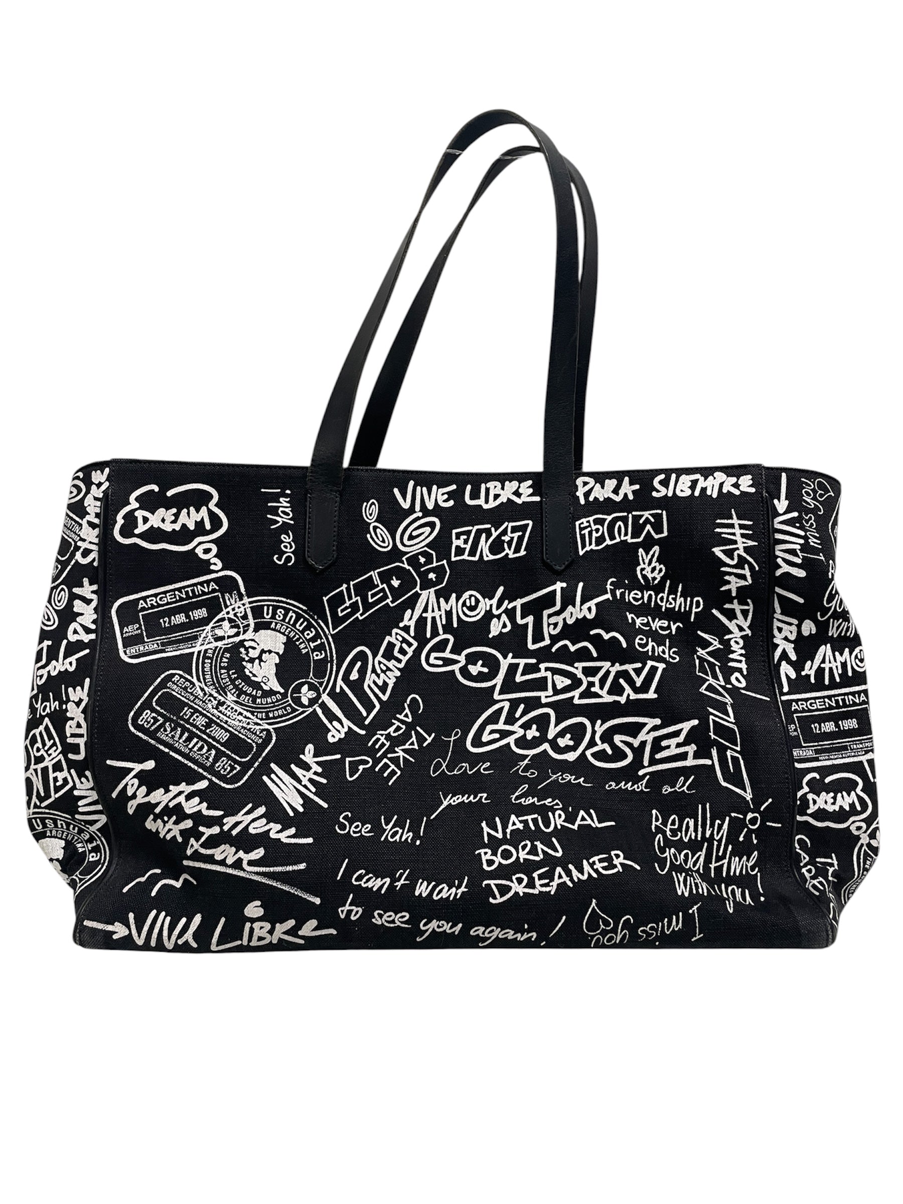 GOLDEN GOOSE/Bag/Cotton/BLK/words all over view 1