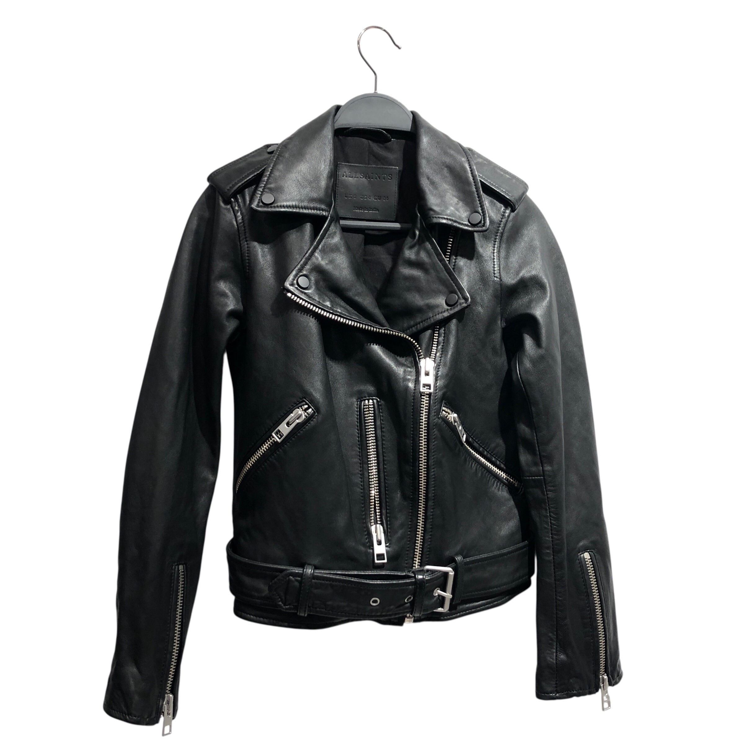 ALLSAINTS/Leather Jkt/4/Leather/BLK/Leather jkt w belt view 1