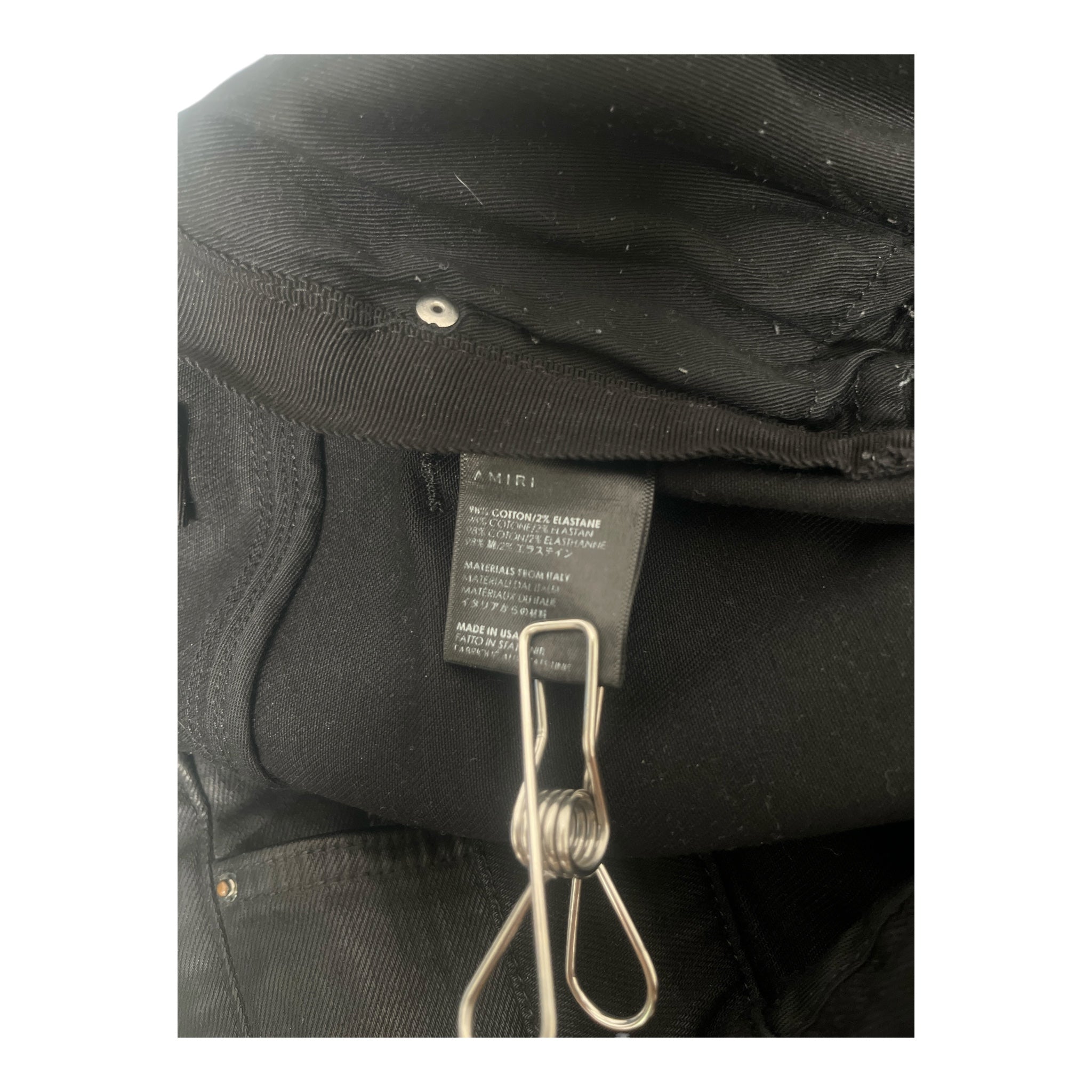 AMIRI/Pants/38/Denim/BLK/waxed/distressed view 3