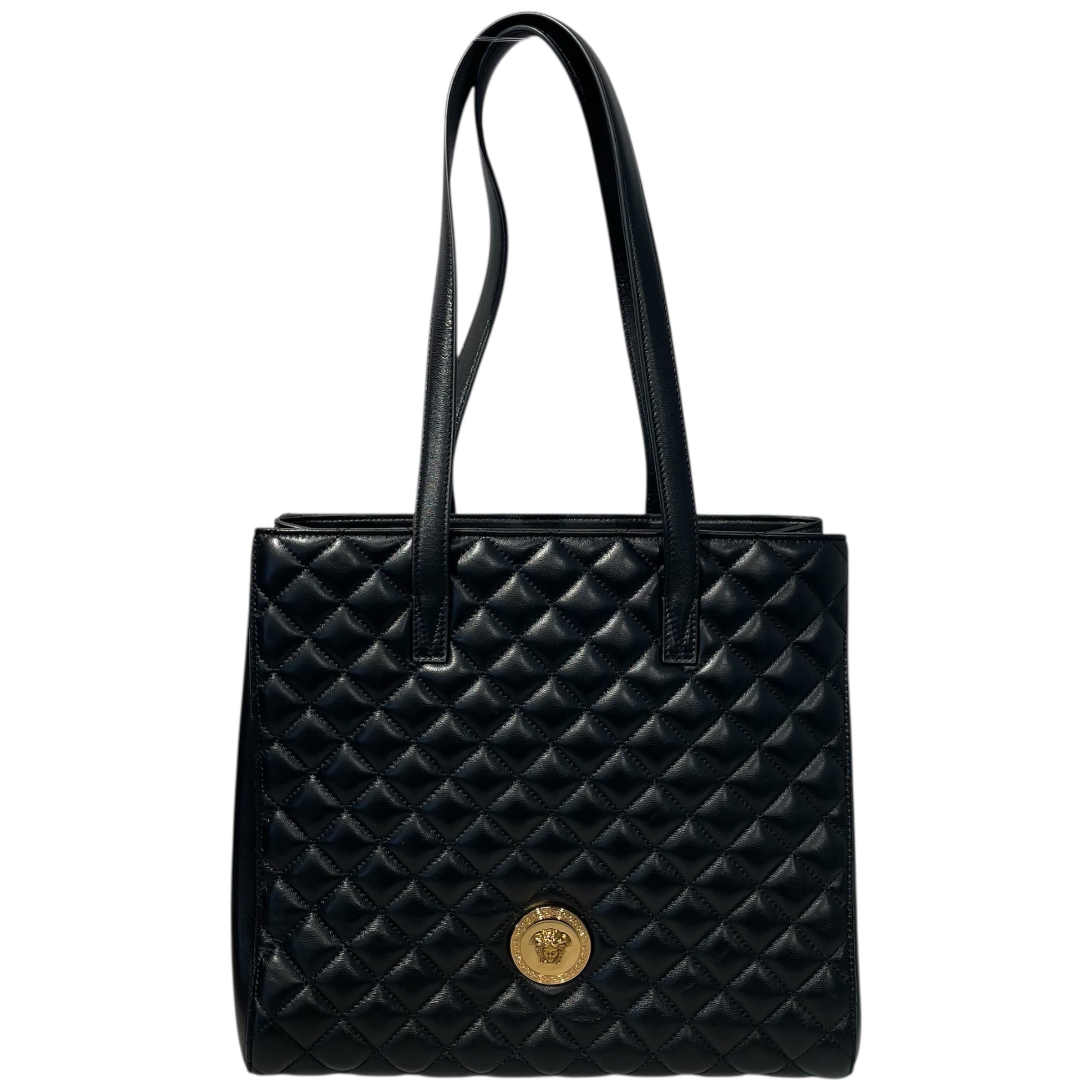 GIANNI VERSACE/Tote Bag/Leather/BLK/versace medusa quilted bag view 1